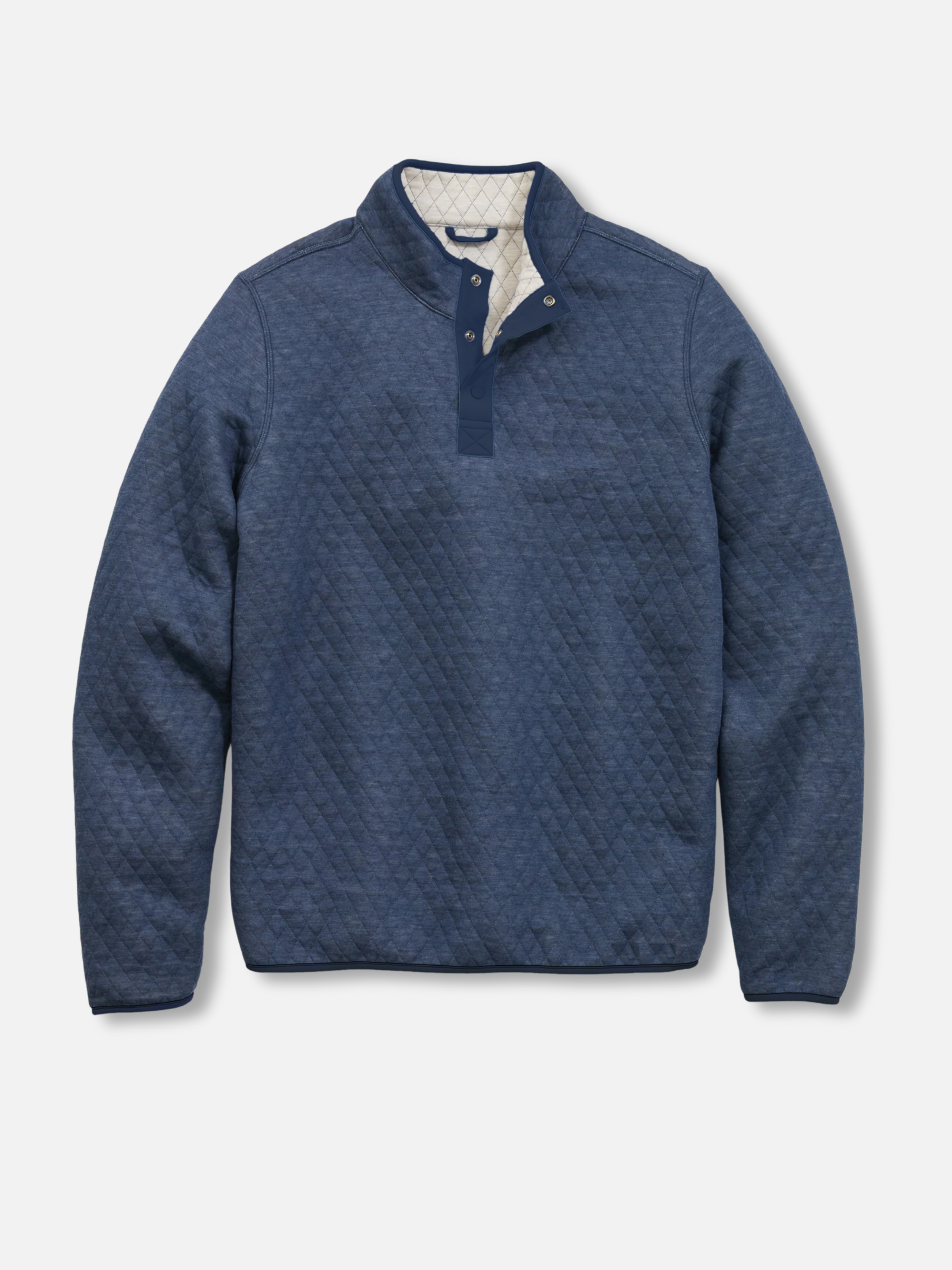 Marine Layer Reversible Corbet Pullover Navy Oat Quarter Zip Button Collar Kempt Mens Shop Athens GA UGA