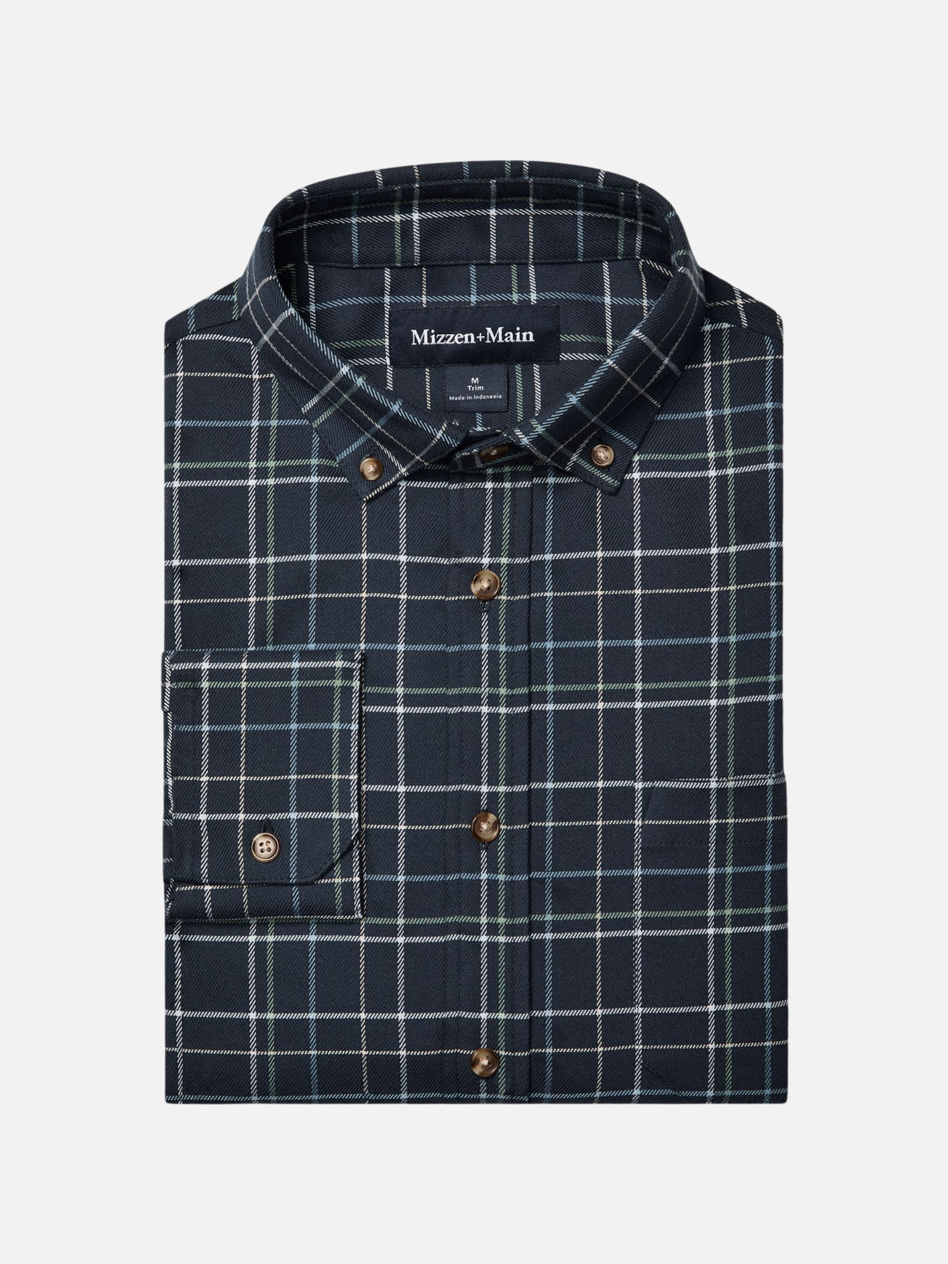 Mizzen + Main City Flannel Navy Andrew Plaid Blue LS Long Sleeve Men’s Button Up for Men Athens GA Georgia Kempt Menswear Store Near Me