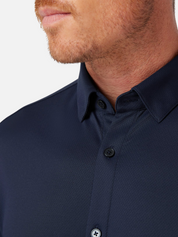 Mizzen + Main Halyard LS Long Sleeve Dress Shirt Navy Blue Men’s Tops Formal Shirts Breathable Comfortable Wrinkle Free Fabric Athens GA Georgia Kempt Menswear Store Near Me