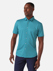 Mizzen + Main Halyard SS Dress Shirt - Teal Kaleidoscope