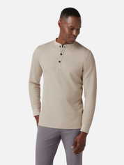 Mizzen + Main Henderson LS Long Sleeve Henley Oyster Solid Cream Off White Men’s Fall Winter Tops for Men Athens GA Georgia Kempt Menswear Store Near Me