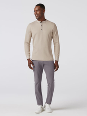 Mizzen + Main Henderson LS Long Sleeve Henley Oyster Solid Cream Off White Men’s Fall Winter Tops for Men Athens GA Georgia Kempt Menswear Store Near Me