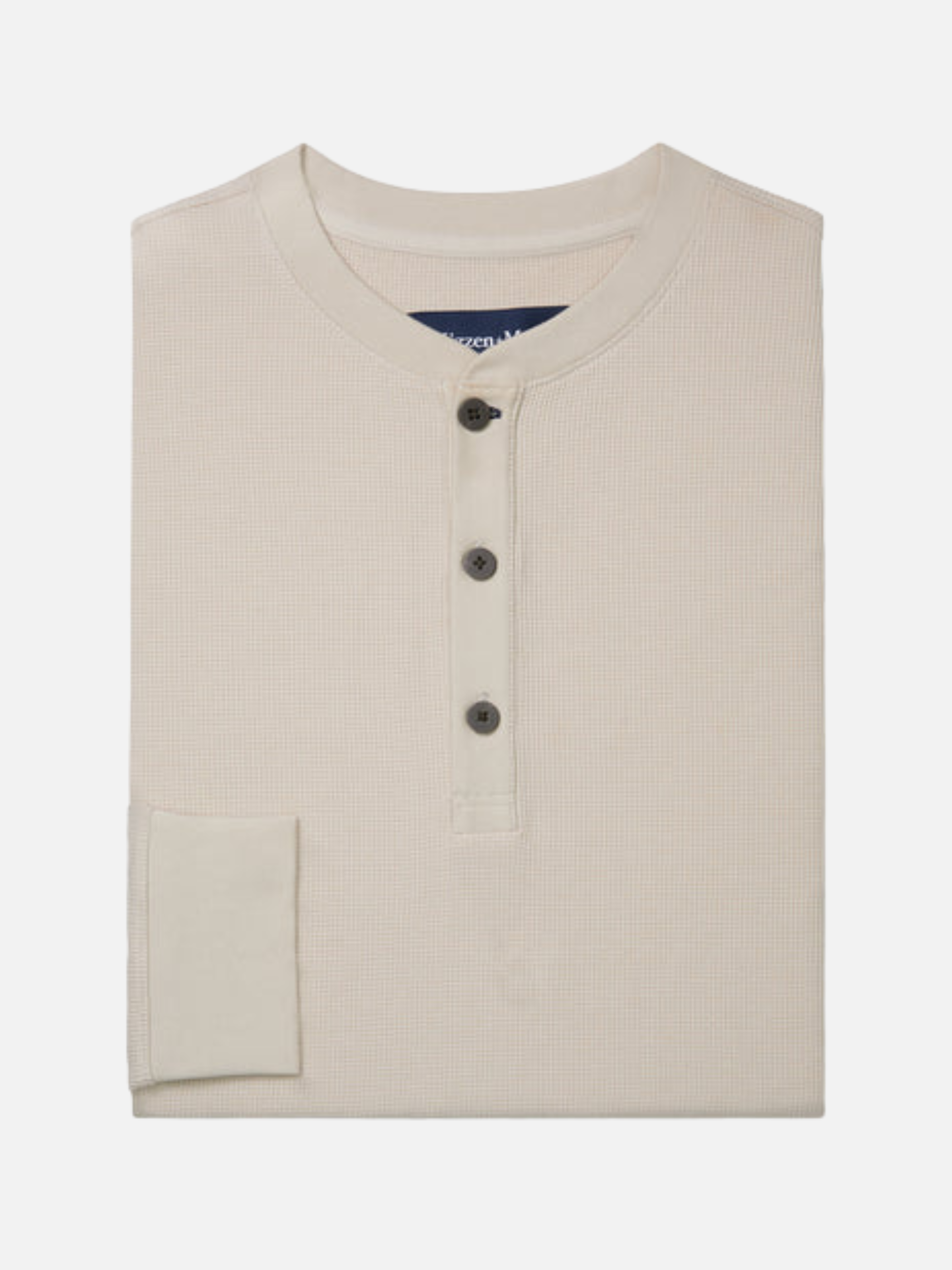 Mizzen + Main Henderson LS Long Sleeve Henley Oyster Solid Cream Off White Men’s Fall Winter Tops for Men Athens GA Georgia Kempt Menswear Store Near Me