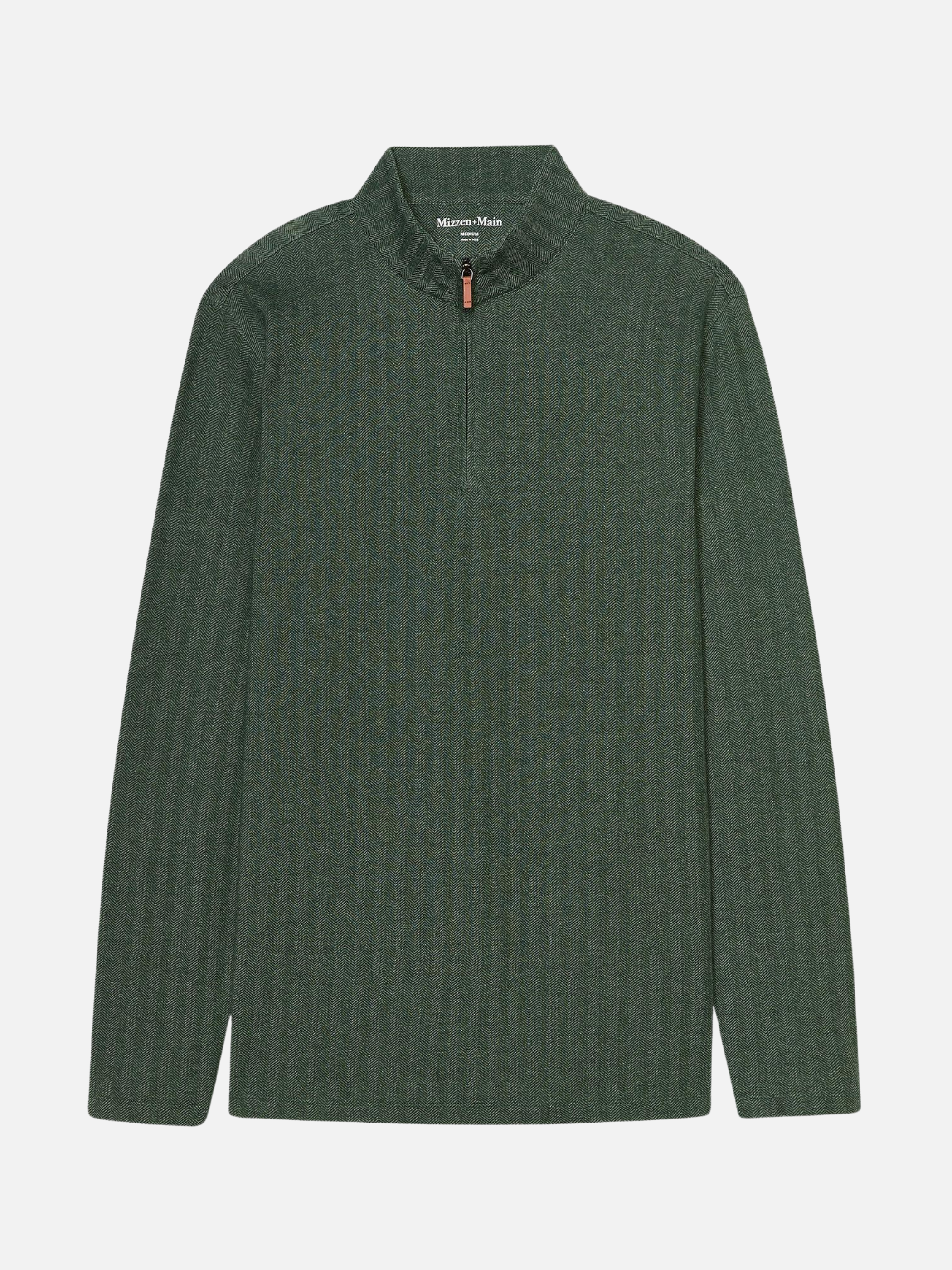 Mizzen + Main KPI Quarter Zip Spruce Herringbone Green Athletic Jacket Men’s Top Outerwear Athens GA Georgia Kempt Menswear Store