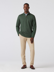 Mizzen + Main KPI Quarter Zip Spruce Herringbone Green Athletic Jacket Men’s Top Outerwear Athens GA Georgia Kempt Menswear Store
