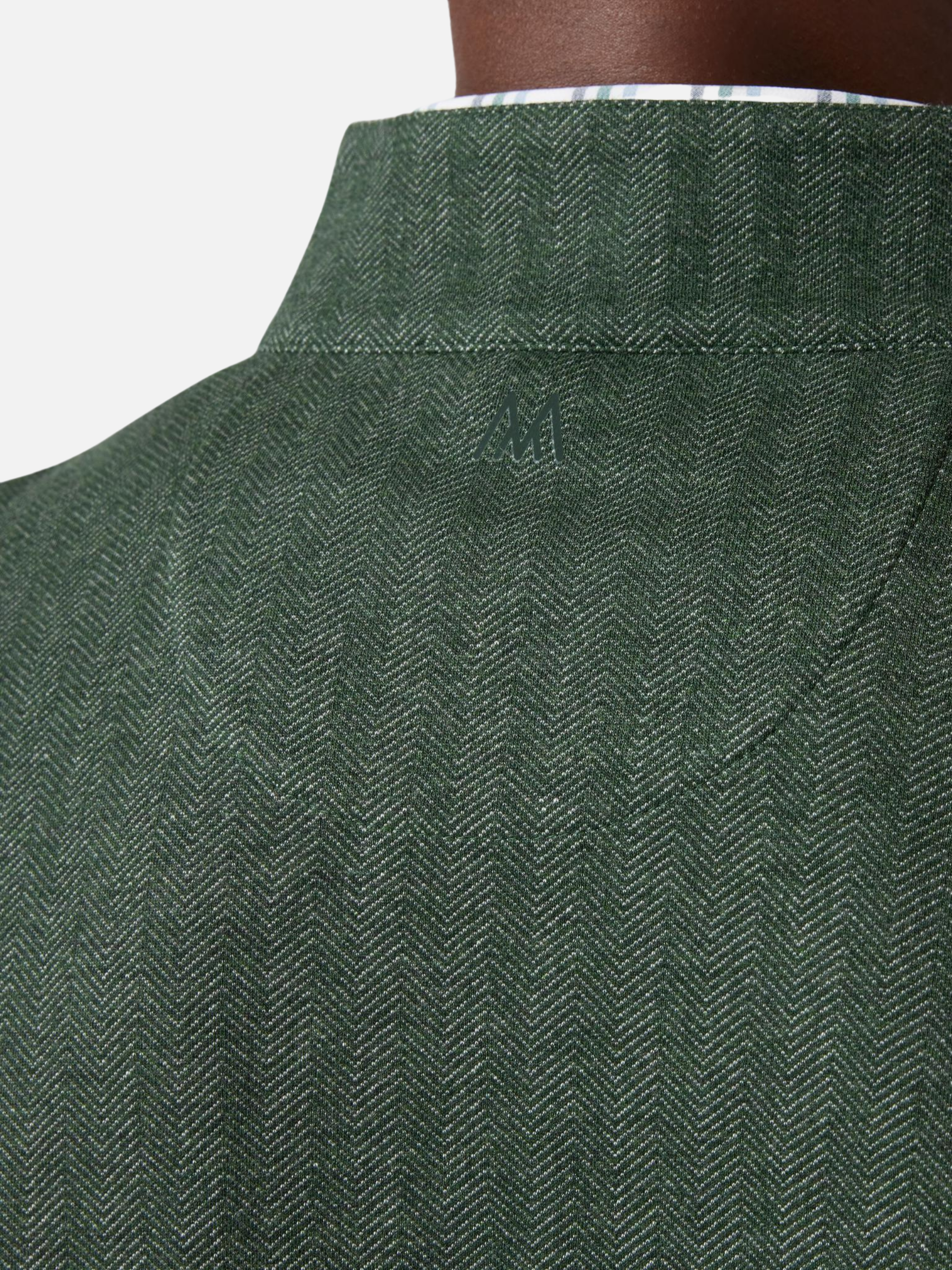 Mizzen + Main KPI Quarter Zip Spruce Herringbone Green Athletic Jacket Men’s Top Outerwear Athens GA Georgia Kempt Menswear Store