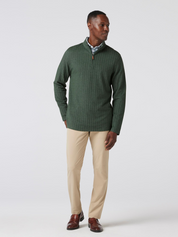 Mizzen + Main KPI Quarter Zip Spruce Herringbone Green Athletic Jacket Men’s Top Outerwear Athens GA Georgia Kempt Menswear Store