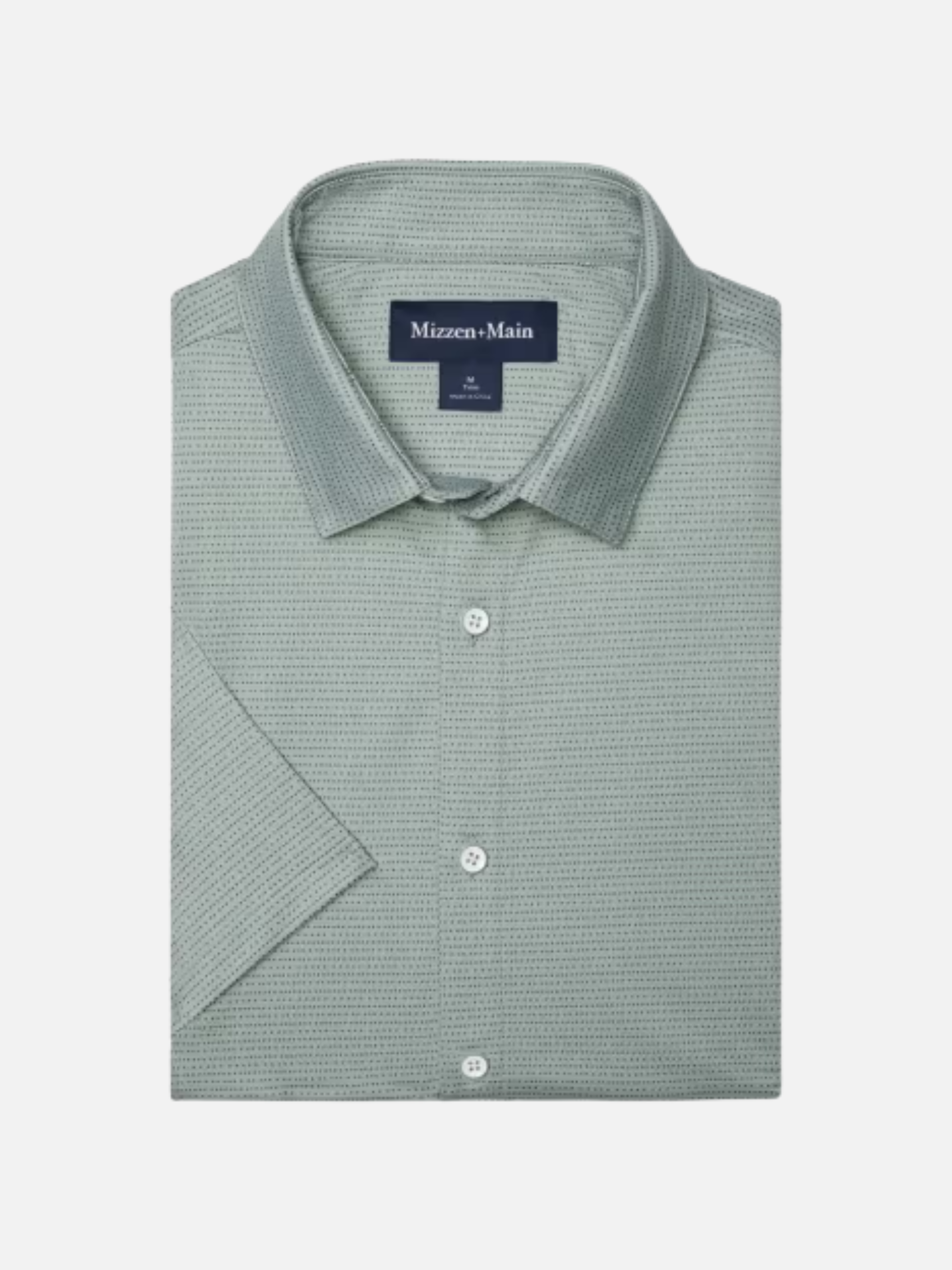 Mizzen + Main Halyard SS Short Sleeve Dress Shirt Pale Green Dot Stripe Men's Lightweight Formal Button Up For Men Athens GA Georgia Kempt Menswear Store Near Me