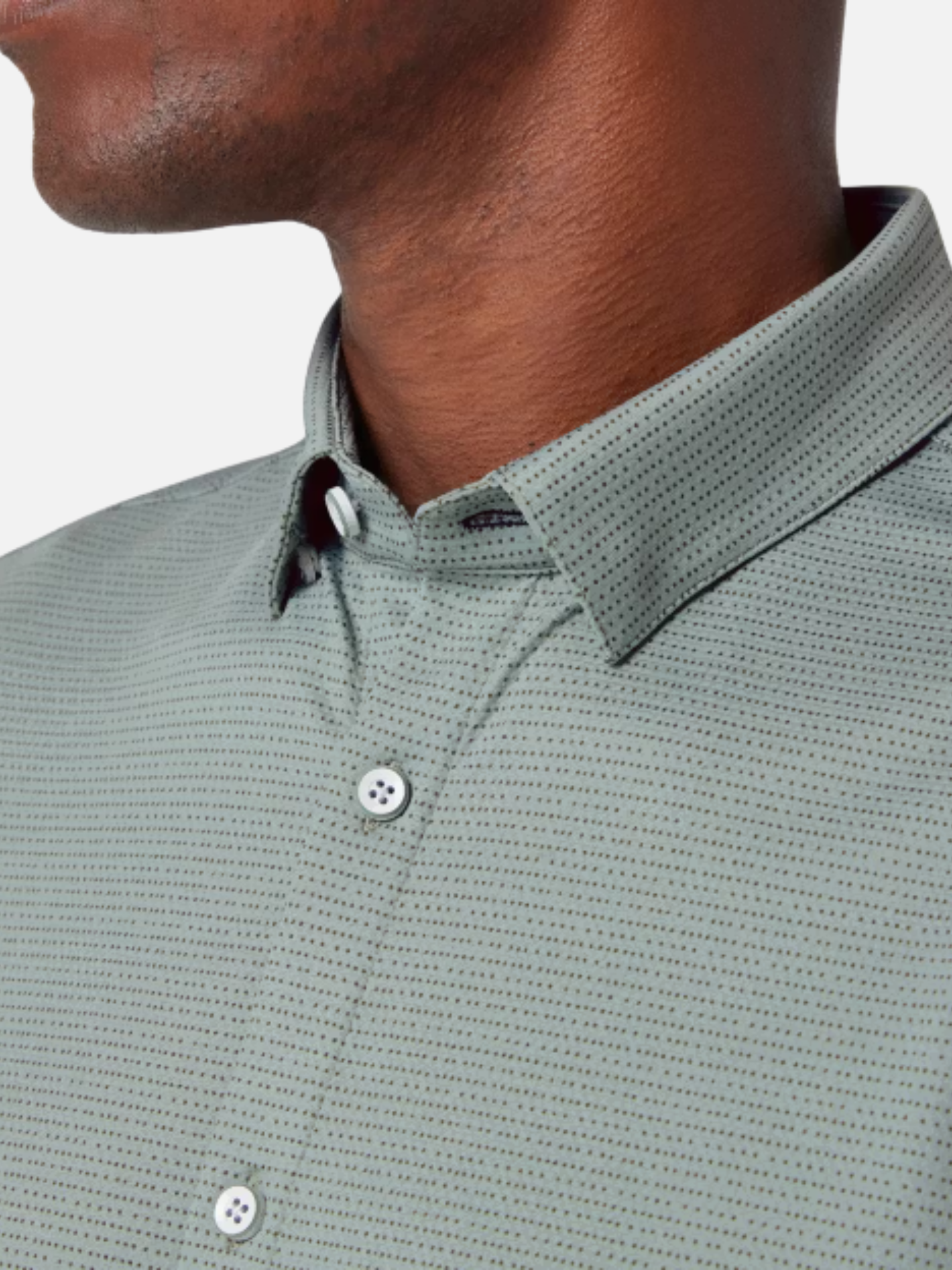 Mizzen + Main Halyard SS Short Sleeve Dress Shirt Pale Green Dot Stripe Men's Lightweight Formal Button Up For Men Athens GA Georgia Kempt Menswear Store Near Me