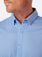 Mizzen + Main Halyard SS Dress Shirt Provence Woven Tile Short Sleeve Button Up Performance Shirt Men's Dress Shirt for Men Athens GA Georgia Kempt Menswear Store Near Me