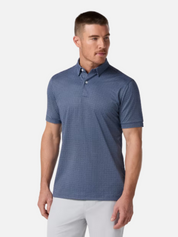 Mizzen + Main Halyard SS Short Sleeve Polo Navy Geo Twill Men's Performance Fabric Polo Shirt For Men Athens GA Georgia Kempt Menswear Store Near Me