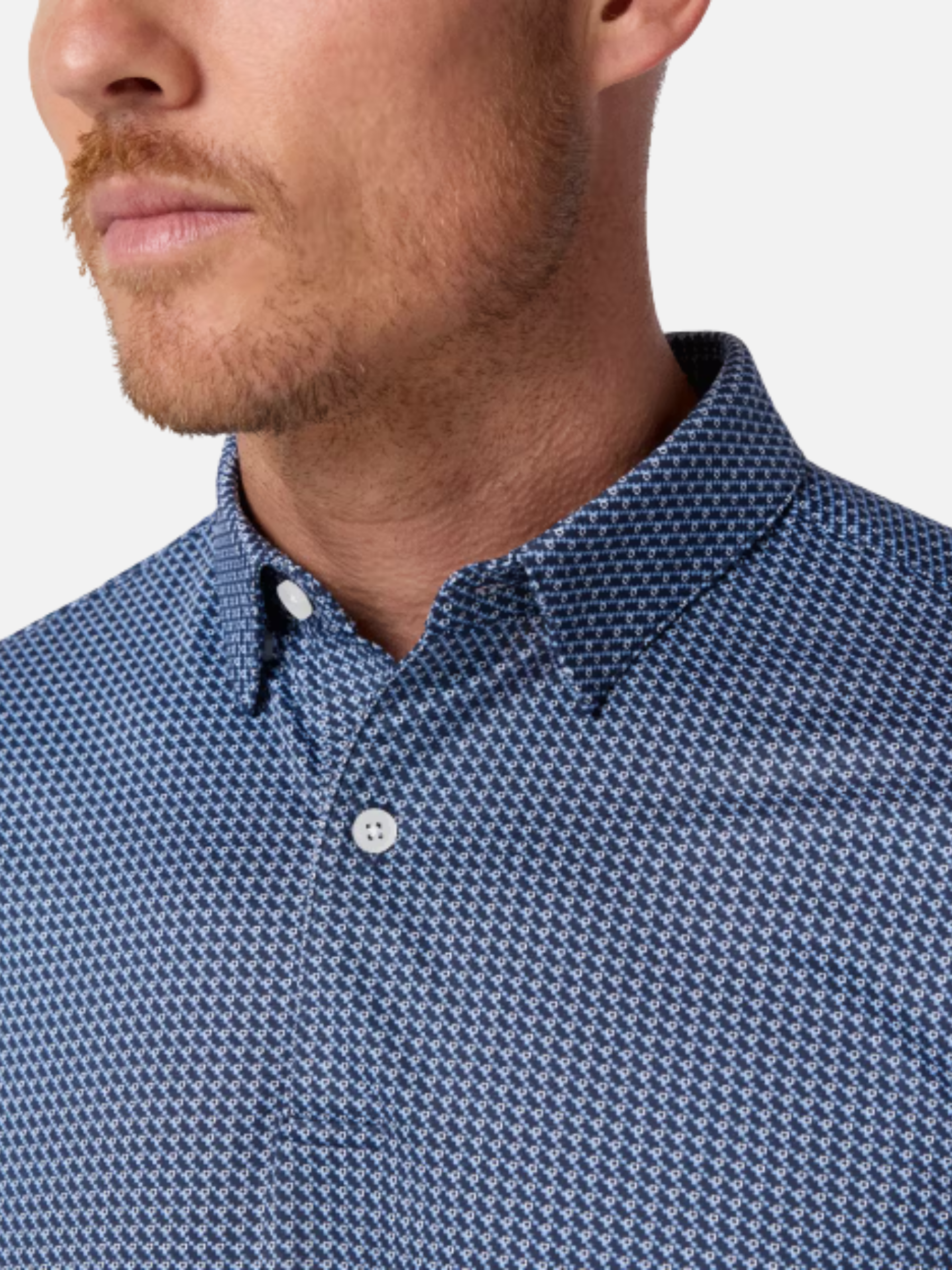 Mizzen + Main Halyard SS Short Sleeve Polo Navy Geo Twill Men's Performance Fabric Polo Shirt For Men Athens GA Georgia Kempt Menswear Store Near Me