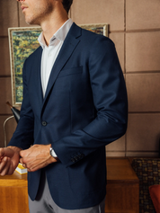 mizzen + main lavelle navy blue blazer single breasted notched lapel 100% wool jacket kempt athens ga georgia men's clothing store