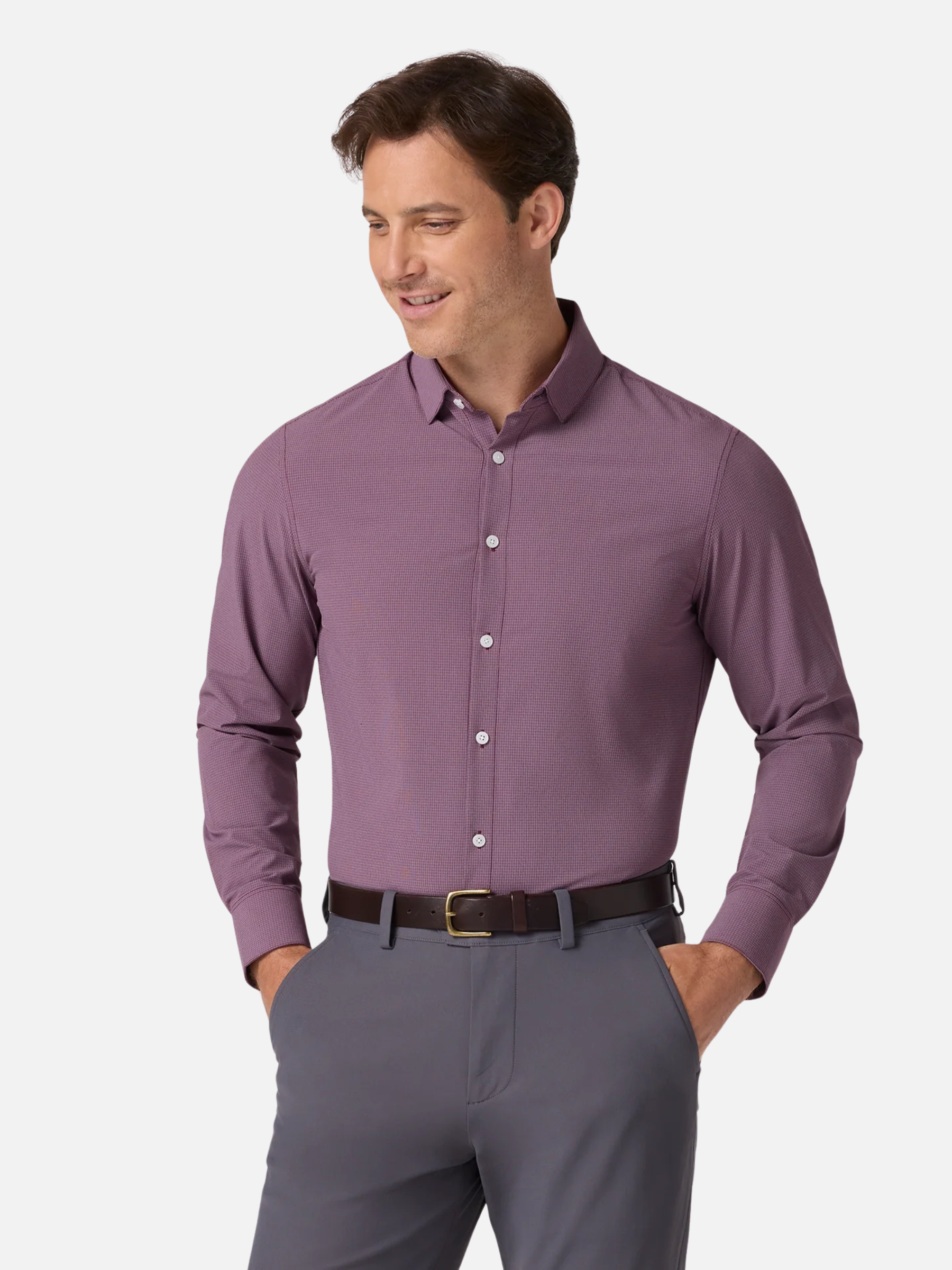 Mizzen + Main Leeward LS Long Sleeve Dress Shirt Eggplant Levi Plaid Men's Purple Formal Button Up Shirt For Men Athens GA Georgia Kempt Menswear Store Near Me