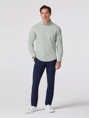 Mizzen + Main Leeward No Tuck LS Long Sleeve Dress Shirt Eucalyptus Mini Plaid Men's Formal Patterned Button-Up For Men Athens GA Georgia Kempt Menswear Near Me