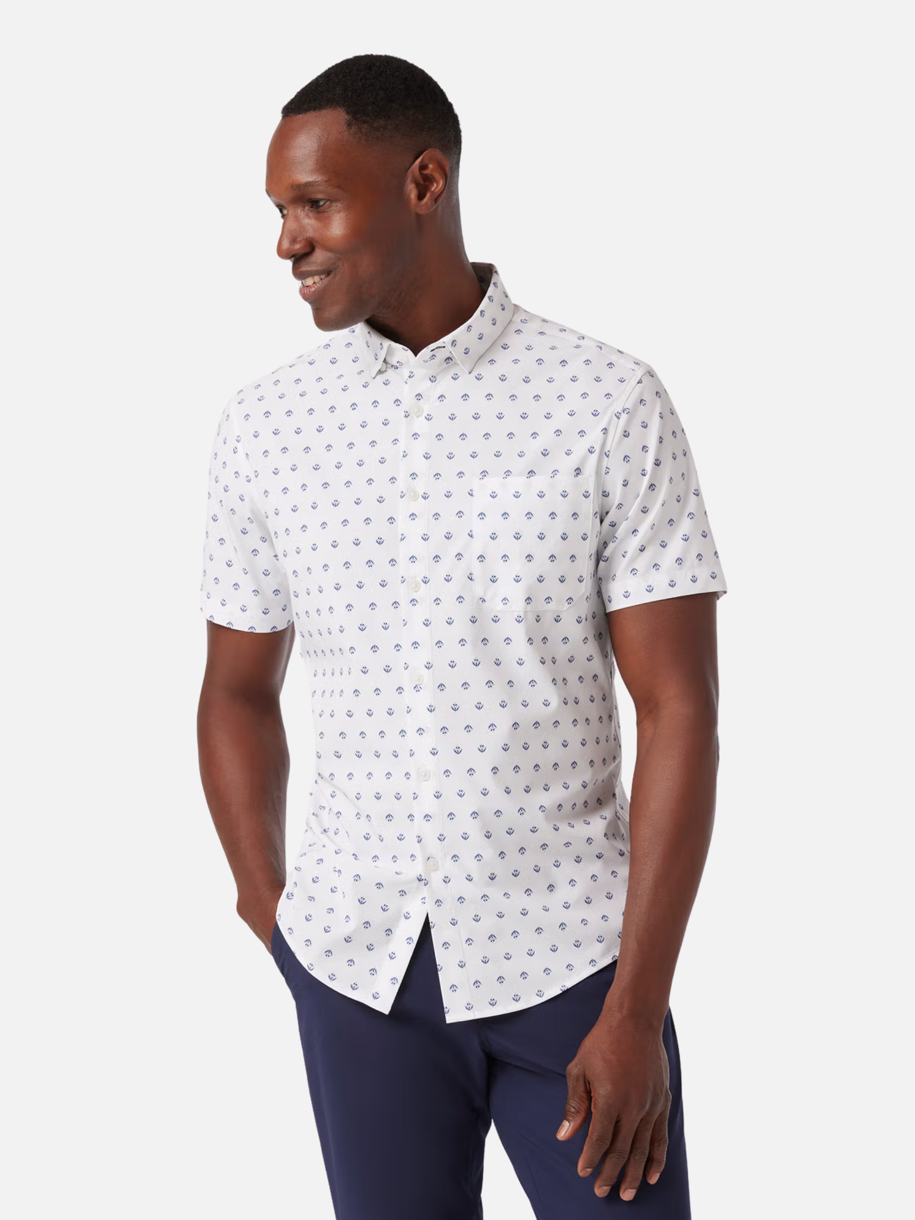 Mizzen + Main Leeward SS Dress Shirt Carolina Floral Geo No Tuck Men's Dress Shirt For Men Spring Summer Athens GA Georgia Kempt Menswear Store Near Me