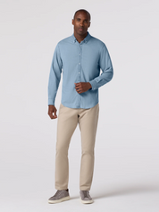 Mizzen + Main Nash Chambray Shirt Light Wash Denim Men's LS Long Sleeve Button Up Shirt For Men Athens GA Georgia Kempt Menswear Store Near Me