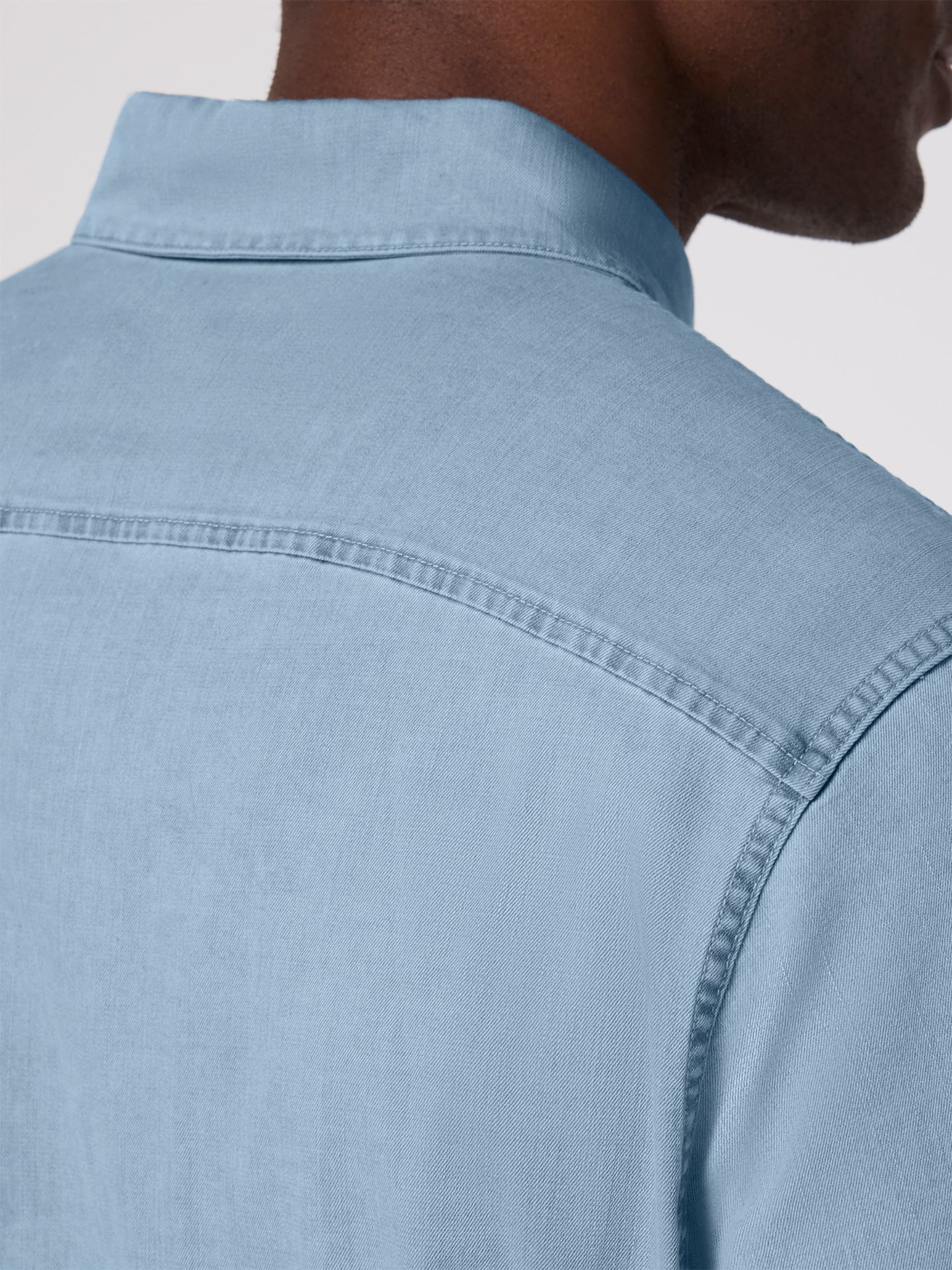 Mizzen + Main Nash Chambray Shirt Light Wash Denim Men's LS Long Sleeve Button Up Shirt For Men Athens GA Georgia Kempt Menswear Store Near Me