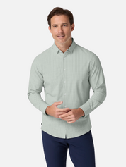 Mizzen + Main Leeward No Tuck LS Long Sleeve Dress Shirt Eucalyptus Mini Plaid Men's Formal Patterned Button-Up For Men Athens GA Georgia Kempt Menswear Near Me