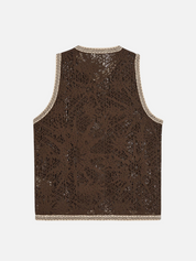 OAS Astrea Orion Crochet Vest Men’s Top for Men Brown White Trim Athens GA Georgia Kempt Menswear Store Near Me