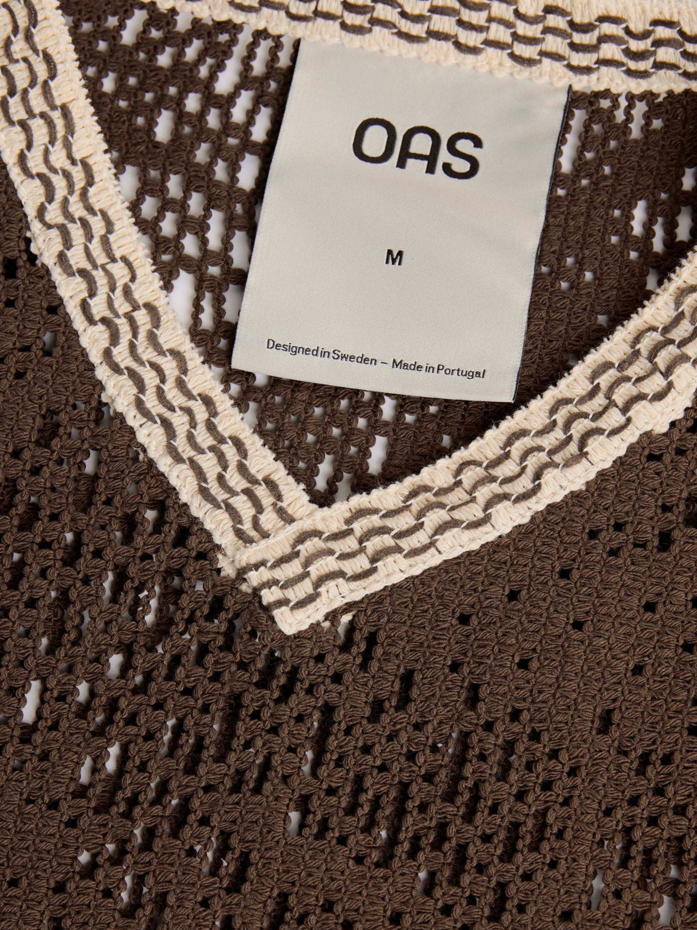 OAS Astrea Orion Crochet Vest Men’s Top for Men Brown White Trim Athens GA Georgia Kempt Menswear Store Near Me