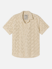 OAS Atlas Cuba Crochet Shirt Cream Textured Texture SS Short Sleeve Men’s Top for Men Athens GA Georgia Kempt Menswear Store Near Me