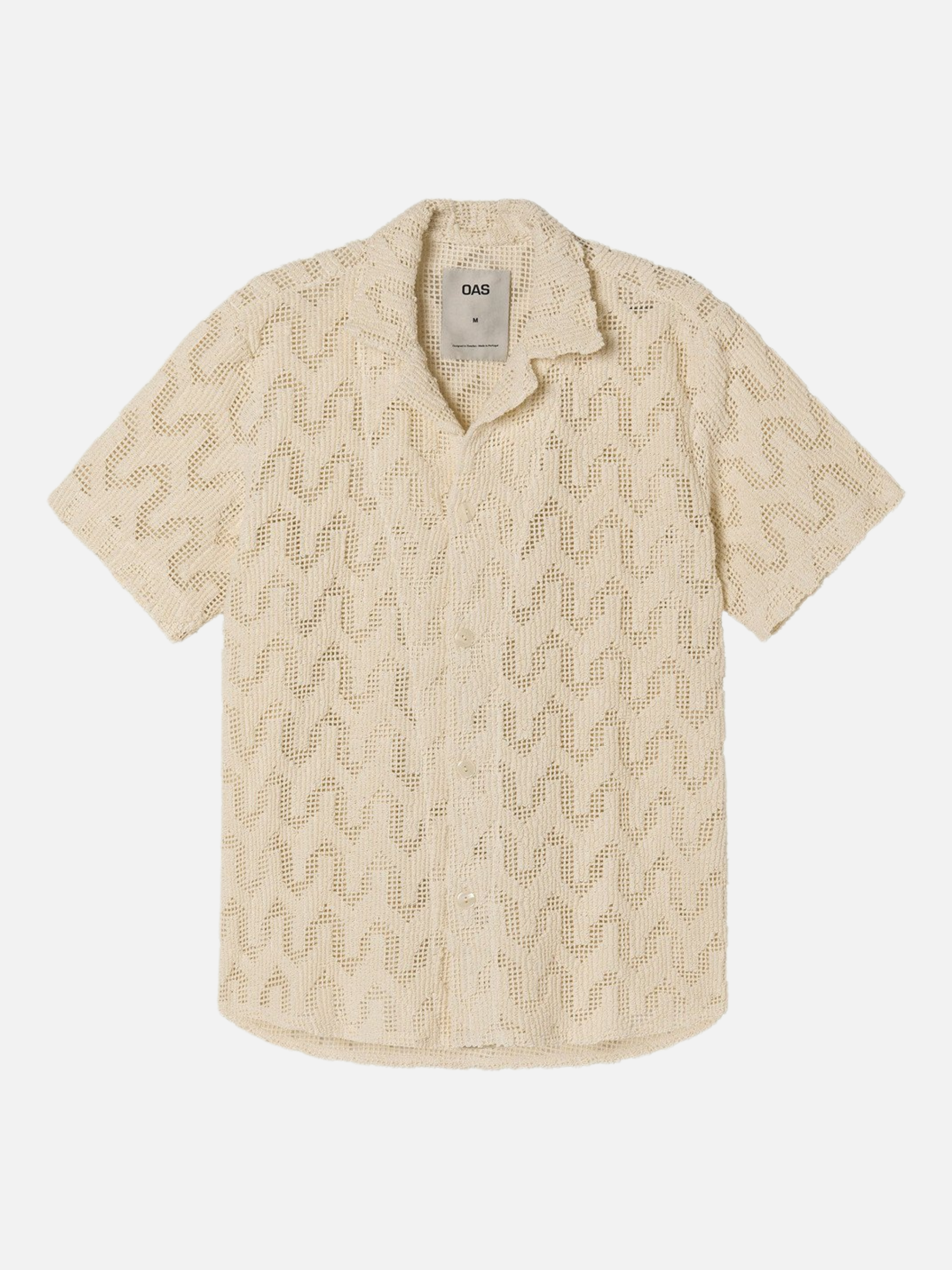 OAS Atlas Cuba Crochet Shirt Cream Textured Texture SS Short Sleeve Men’s Top for Men Athens GA Georgia Kempt Menswear Store Near Me