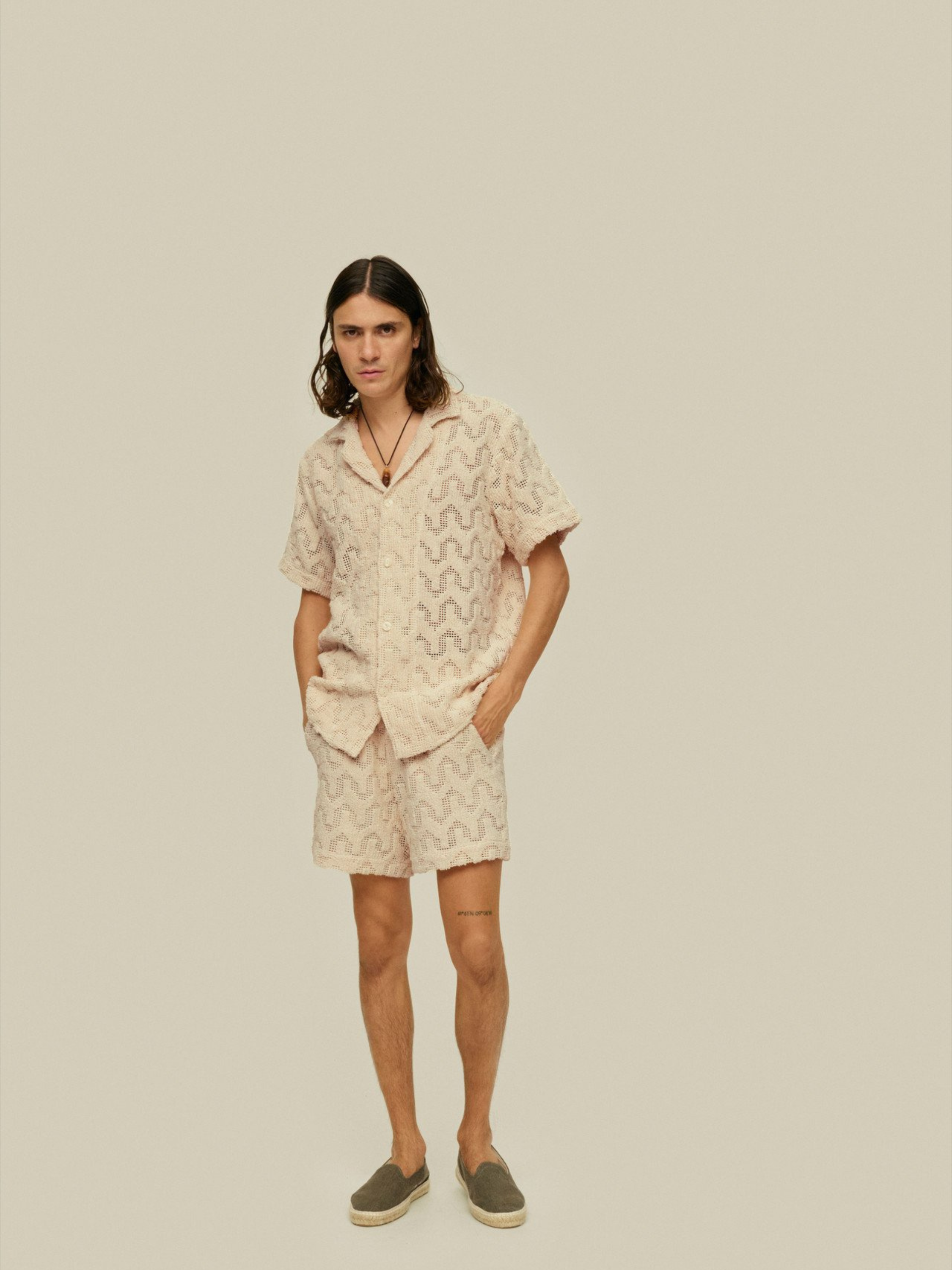 OAS Atlas Cuba Crochet Shirt Cream Textured Texture SS Short Sleeve Men’s Top for Men Athens GA Georgia Kempt Menswear Store Near Me