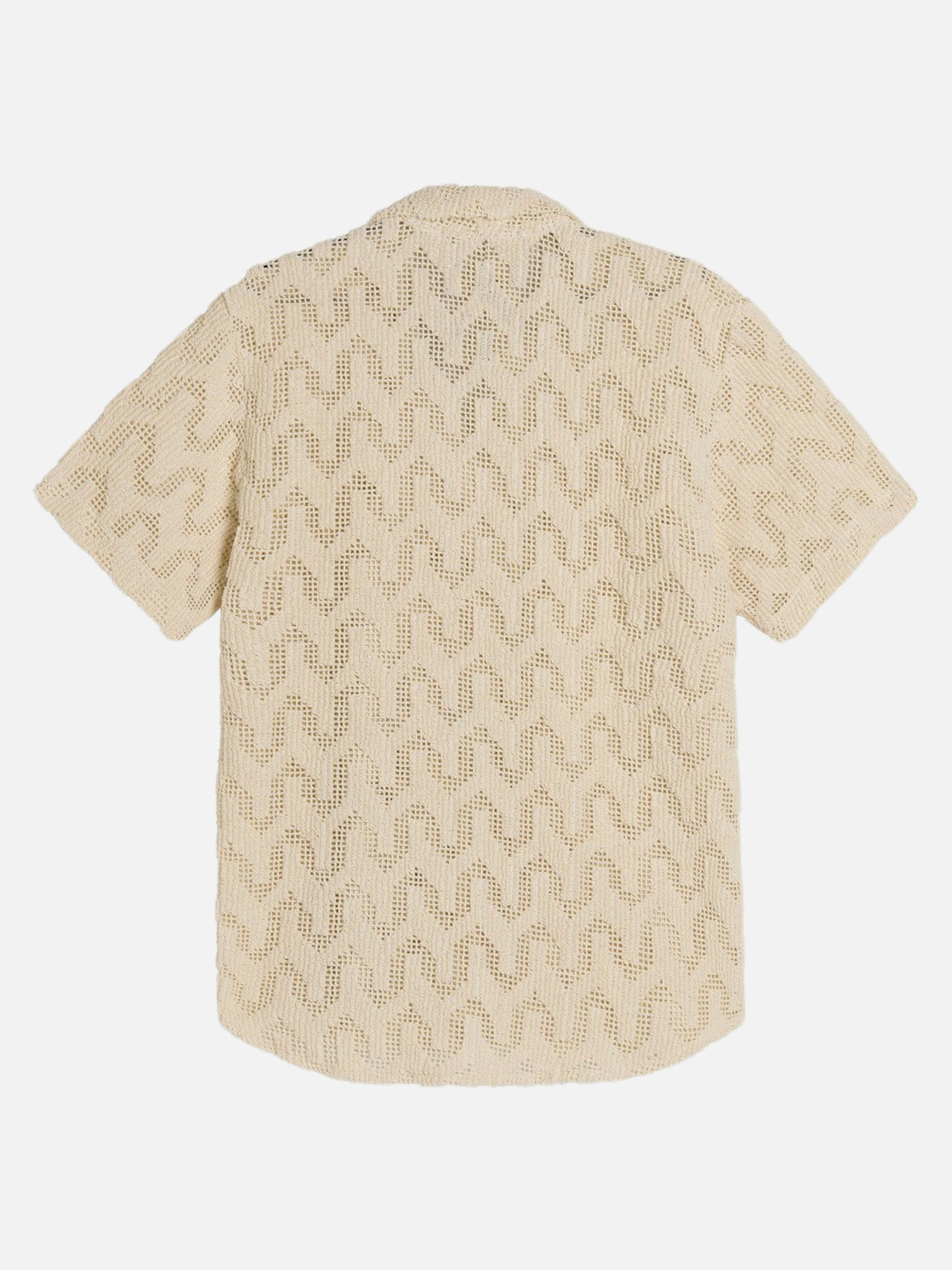 OAS Atlas Cuba Crochet Shirt Cream Textured Texture SS Short Sleeve Men’s Top for Men Athens GA Georgia Kempt Menswear Store Near Me