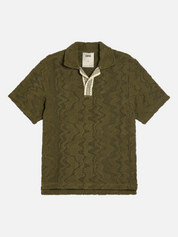 OAS Pine Green Verve Palmer Crochet Collared Men’s SS Short Sleeve Top for Men Athens GA Georgia Kempt Menswear Store Near Me