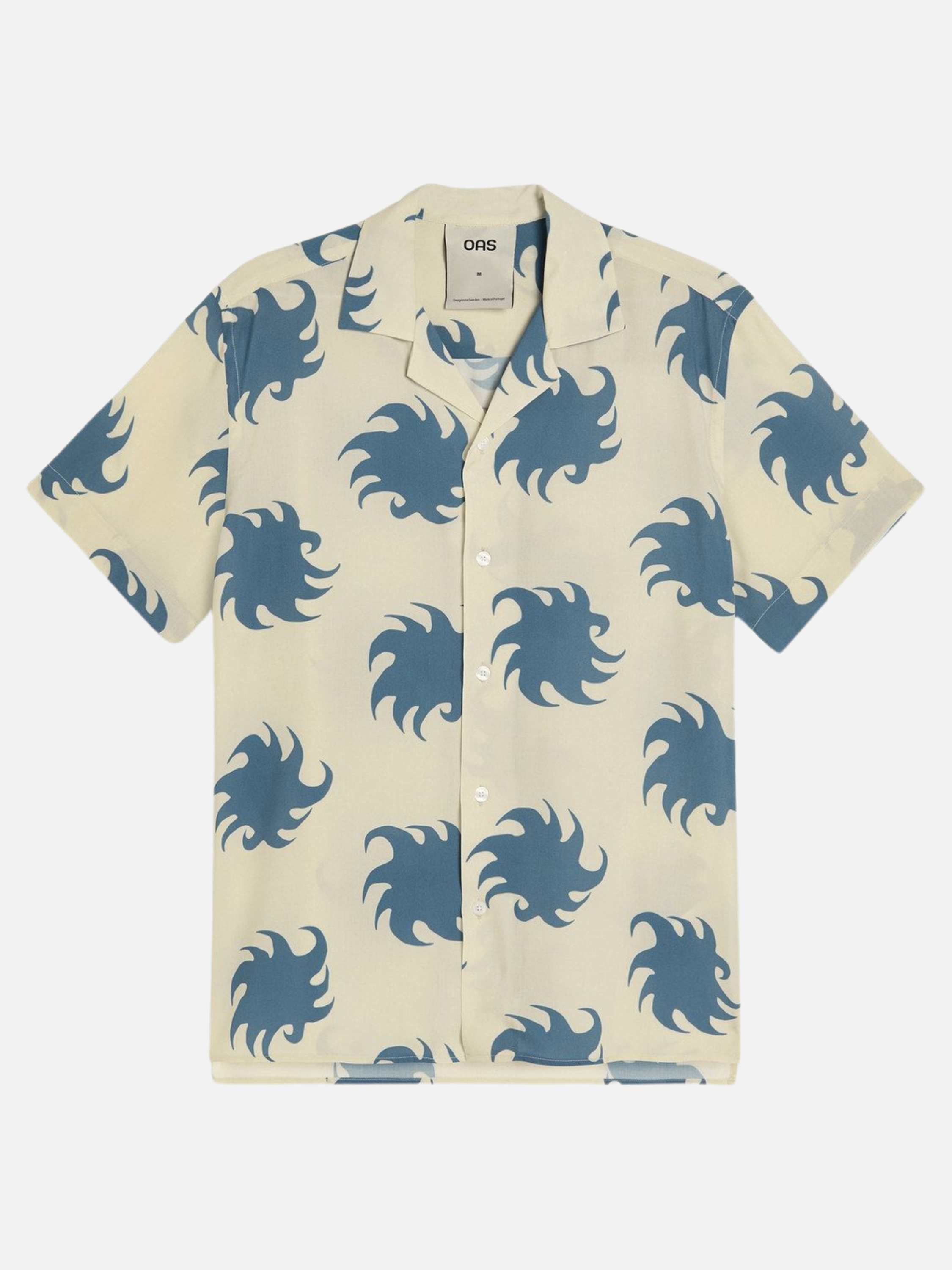 OAS Sky Ember Blue Ivory Viscose SS Shirt Resort Collar Collared Button Up Short Sleeve Men’s Top for Men Athens GA Georgia Kempt Menswear Store Near Me