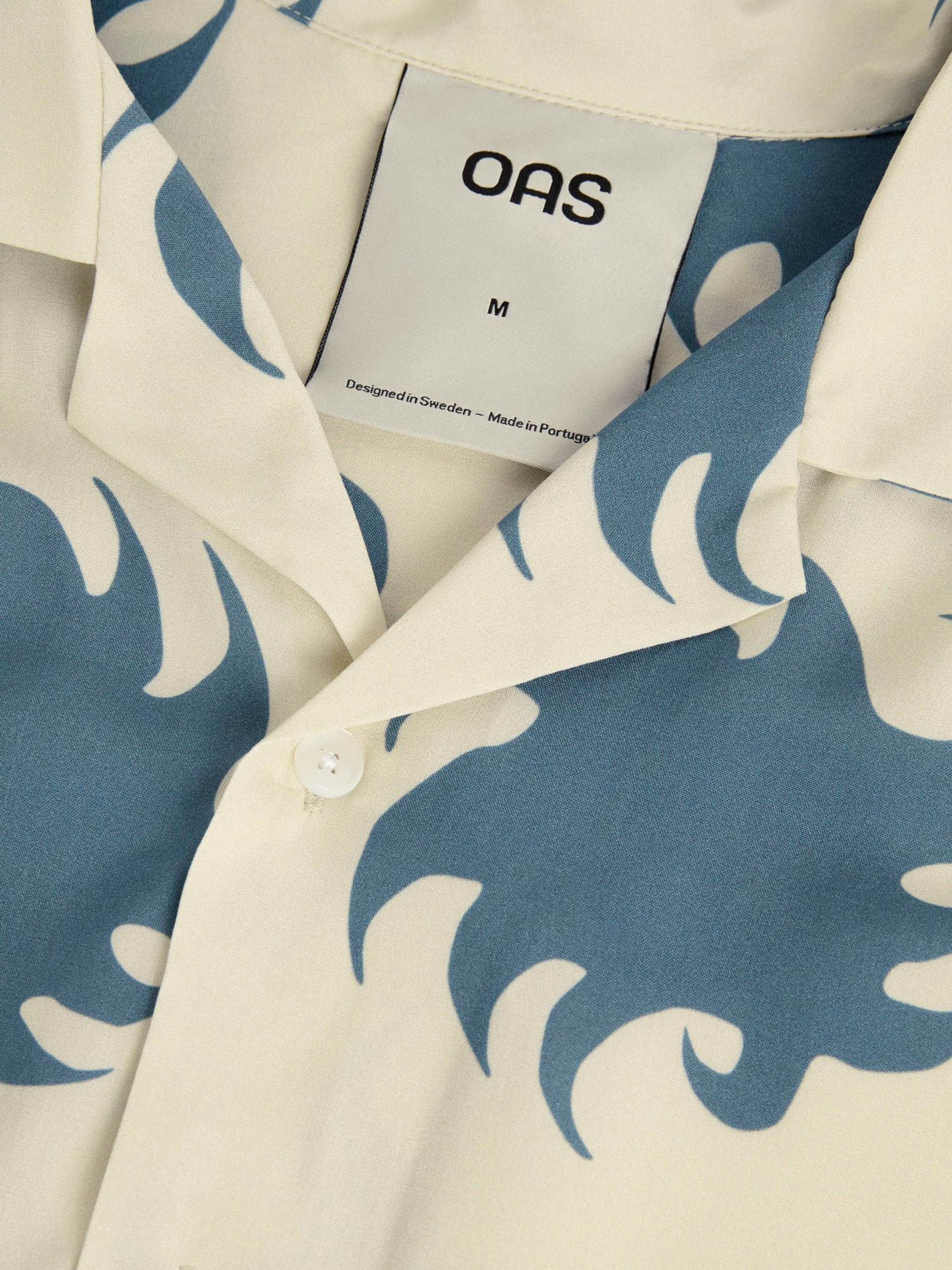 OAS Sky Ember Blue Ivory Viscose SS Shirt Resort Collar Collared Button Up Short Sleeve Men’s Top for Men Athens GA Georgia Kempt Menswear Store Near Me