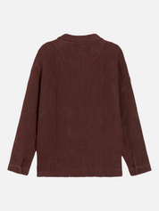 OAS Grot Crochet Long Sleeve Polo Shirt Maroon Wine Knit Texture Shirt Kempt Mens Clothing Shop Athens GA Store