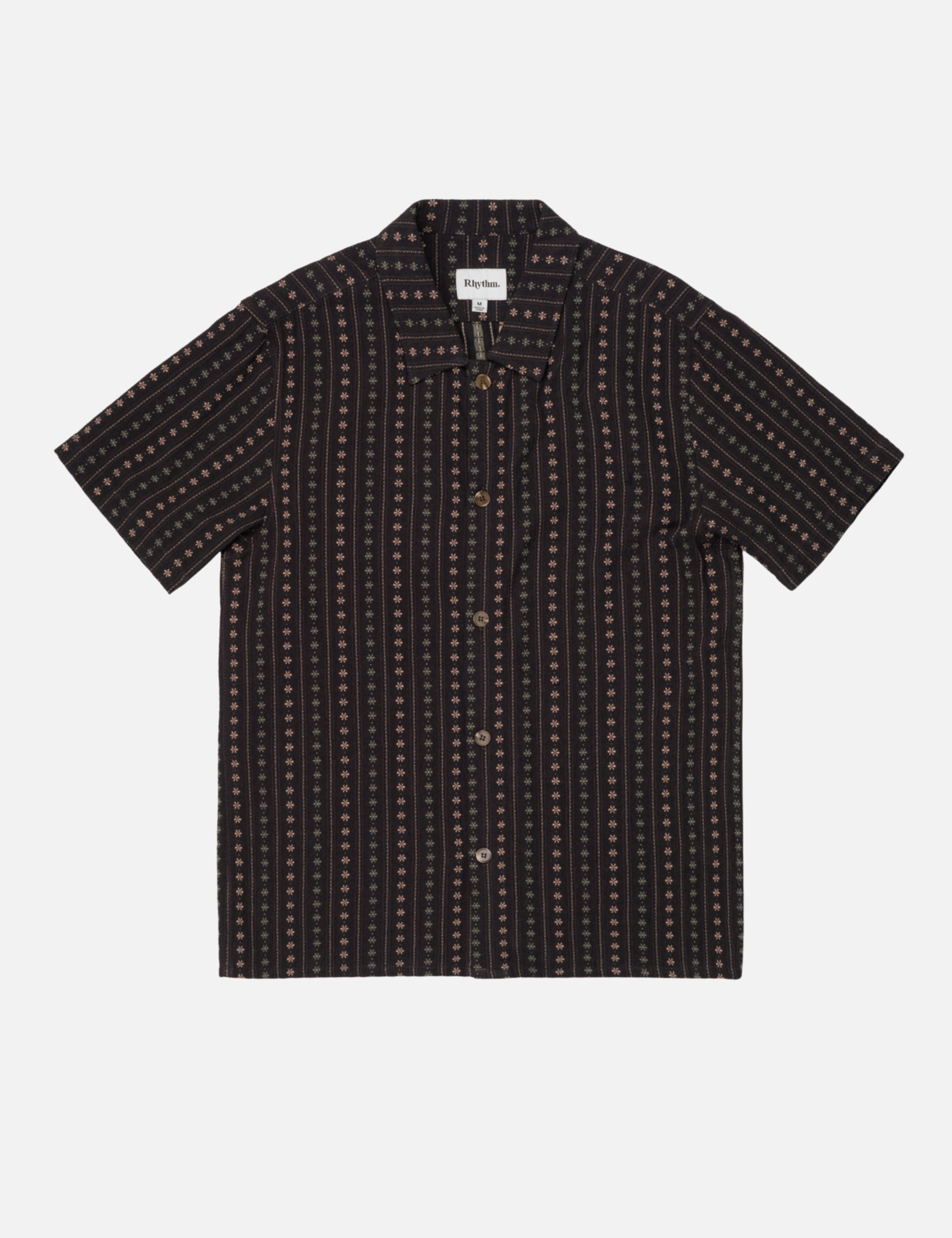 Rhythm Dakota Stripe SS Short Sleeve Shirt Button Up Collared Men’s Tops for Men Fall Winter Fashion Chocolate Brown Athens GA Georgia Kempt Menswear Store Near Me