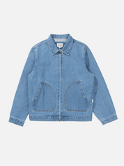 Rhythm Denim Utility Jacket Worn Indigo Blue Men’s Outerwear Front Pocket Zip Up Collared Jacket Kempt Athens Menswear Store