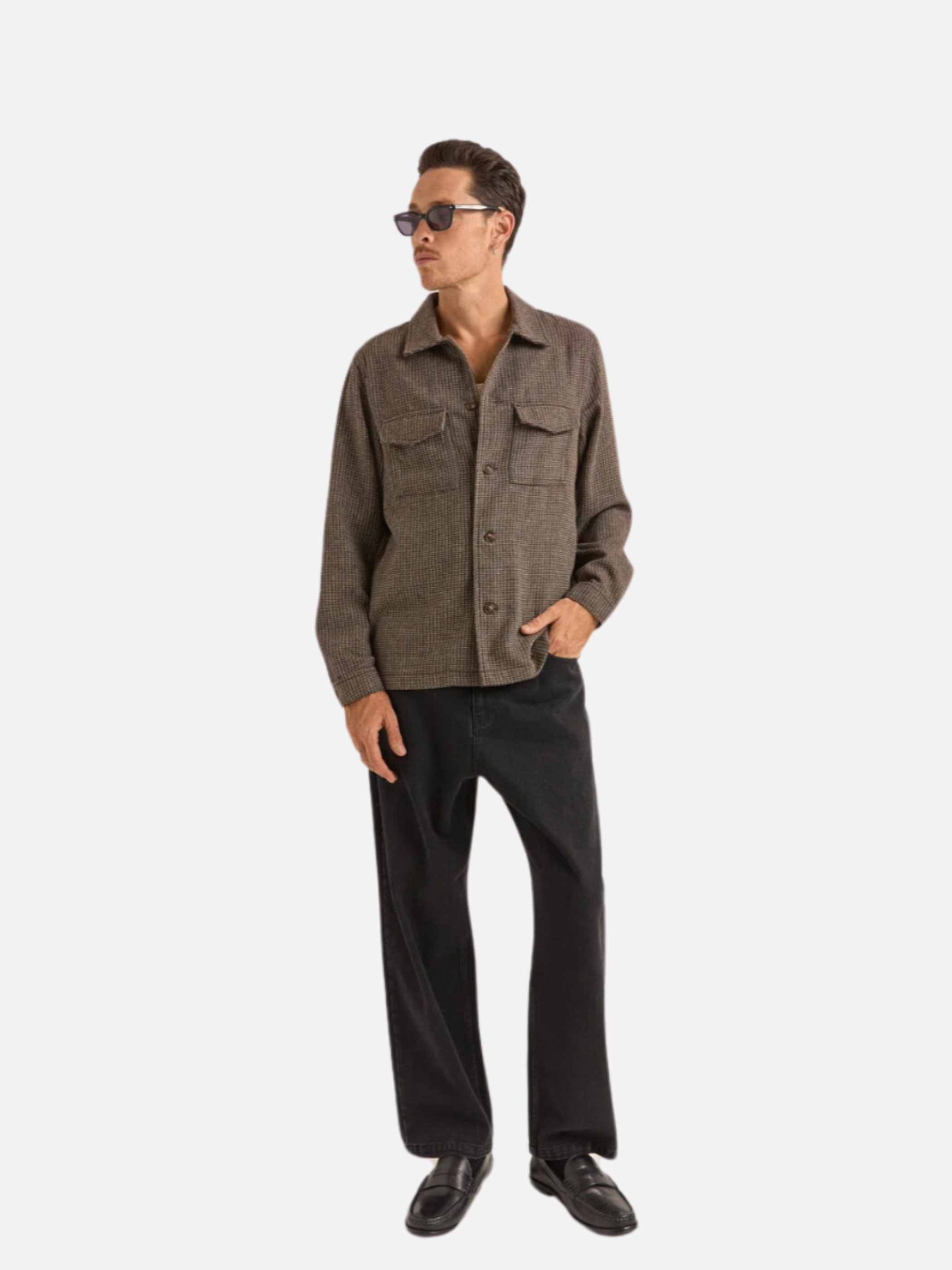 Rhythm Fleck Overshirt Earth Collared Button Front Button Up Men’s LS Long Sleeve Top Athens GA Georgia Kempt Menswear Store Near Me