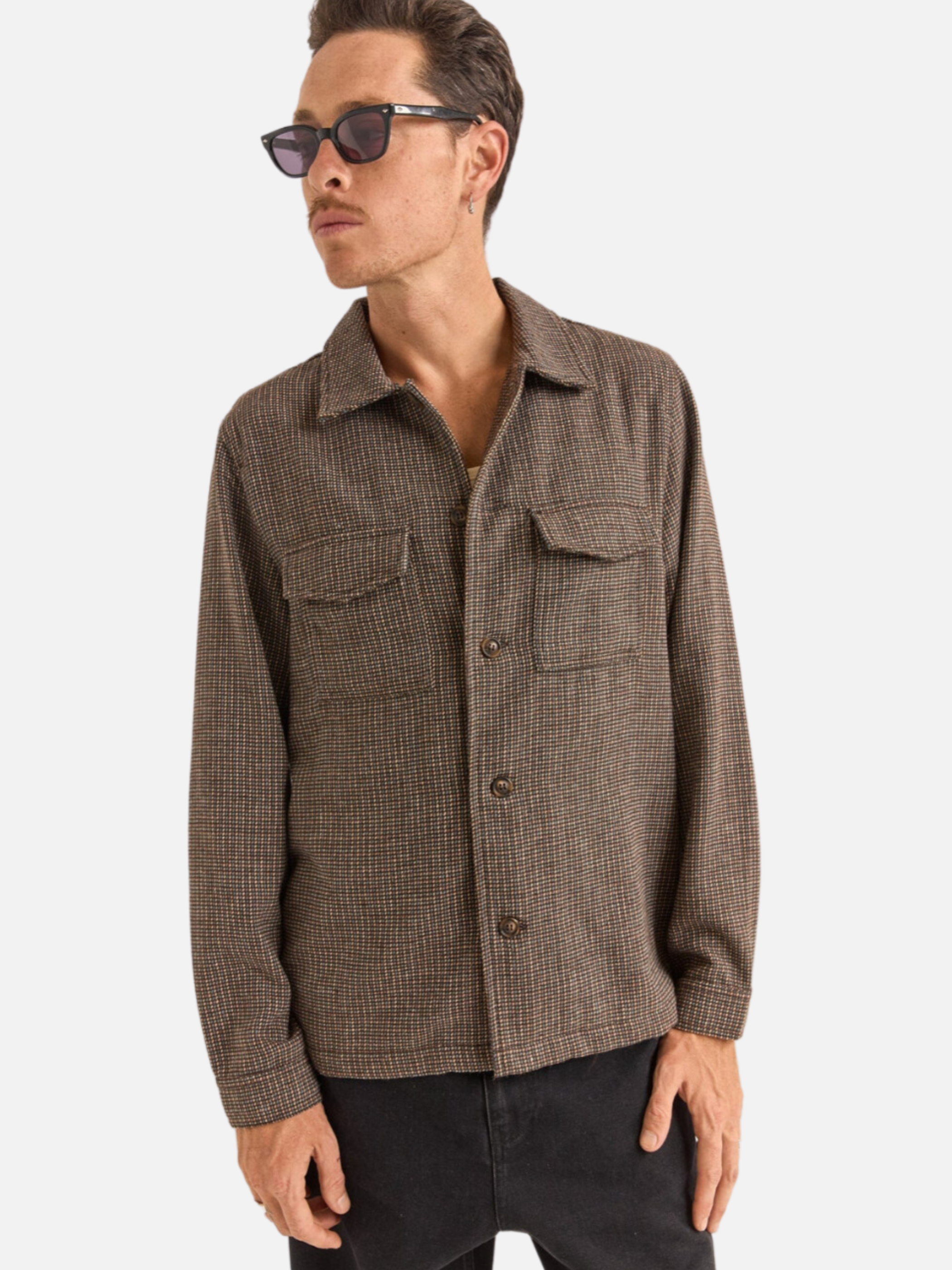 Rhythm Fleck Overshirt Earth Collared Button Front Button Up Men’s LS Long Sleeve Top Athens GA Georgia Kempt Menswear Store Near Me
