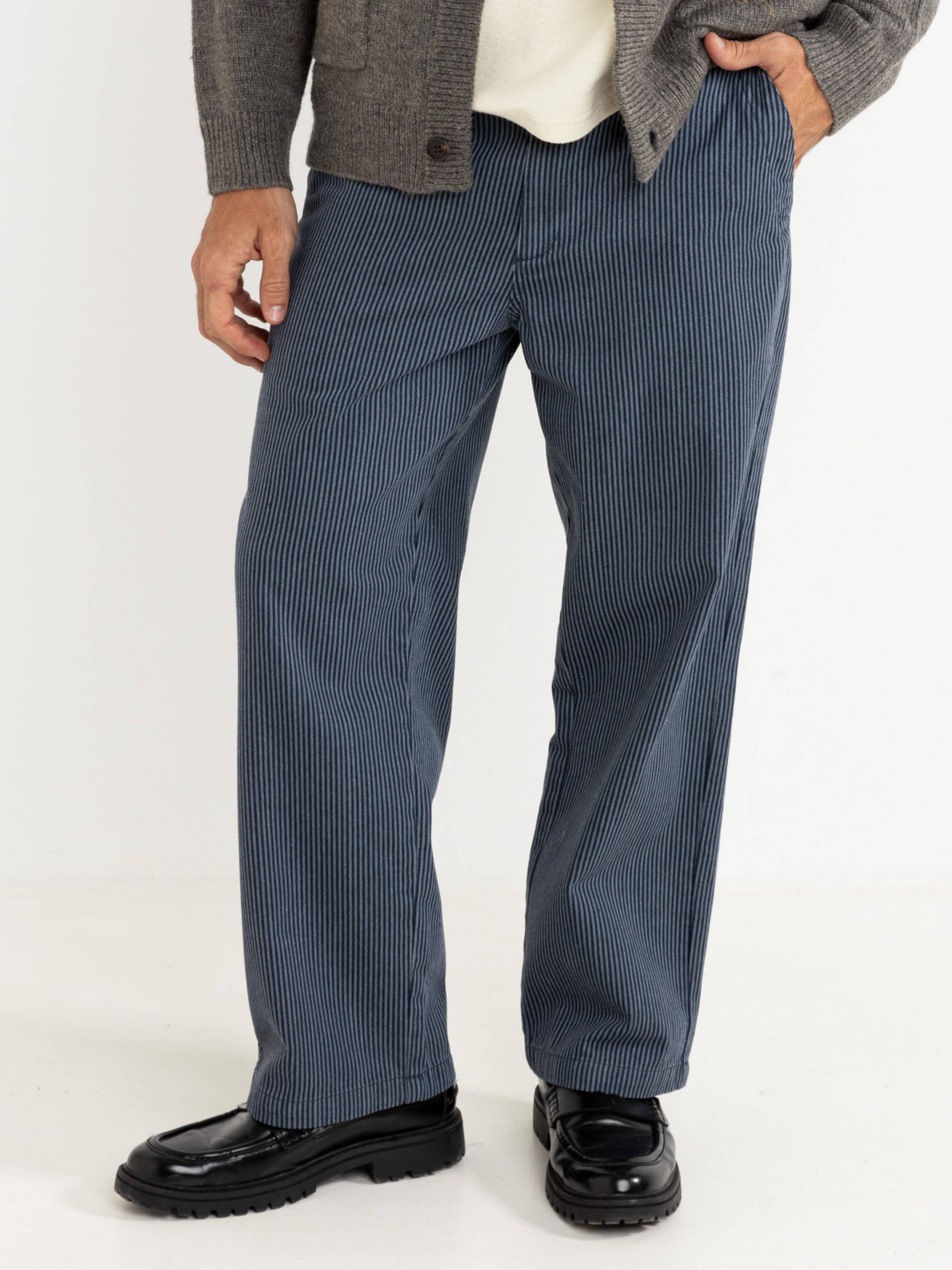 Rhythm Hickory Stripe Work Pants Patterned Bottoms Navy Blue Winter Fall Fashion Men’s Bottoms Pant for Men Athens GA Georgia Kempt Menswear Store Near Me