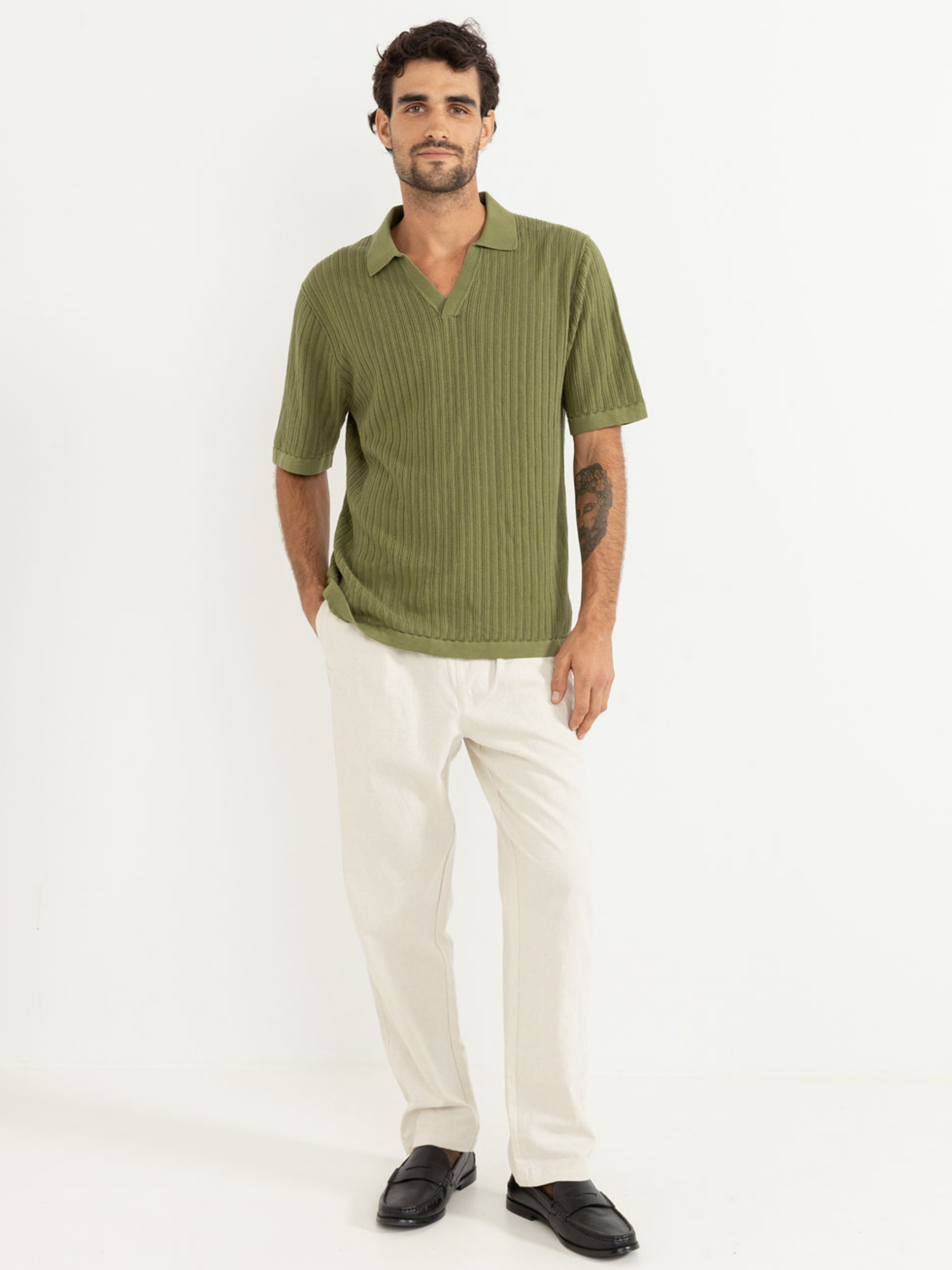 Rhythm Relaxed Knit SS Short Sleeve Knitted Polo Sage Green Collared Men’s Tops for Men Athens GA Georgia Kempt Menswear Store Near Me
