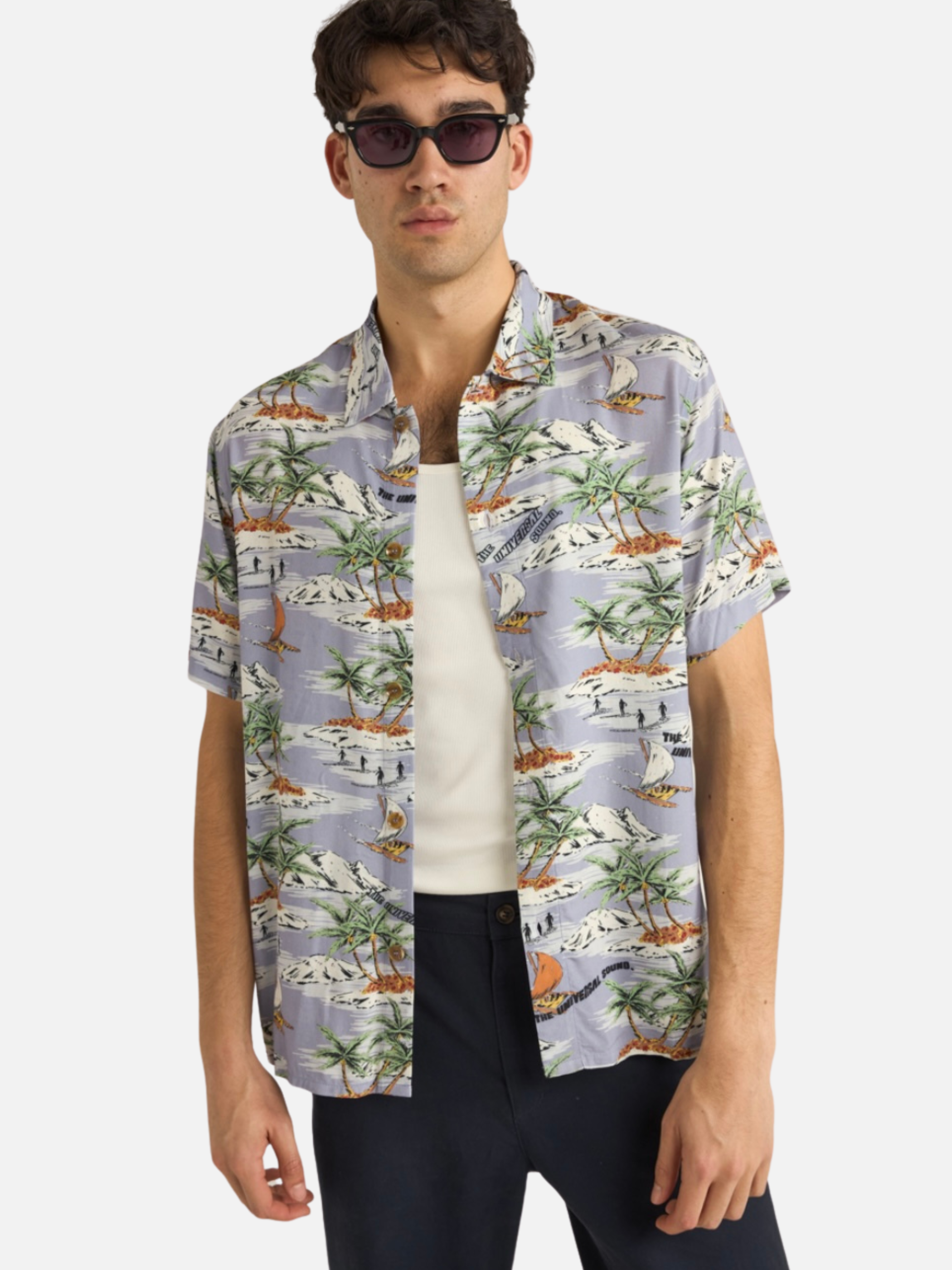 Rhythm Tropical SS Short Sleeve Shirt for Summer Collared Button Up Top for Men Men’s Vacation Style Mist Multicolor Athens GA Georgia Kempt Menswear Store Near Me