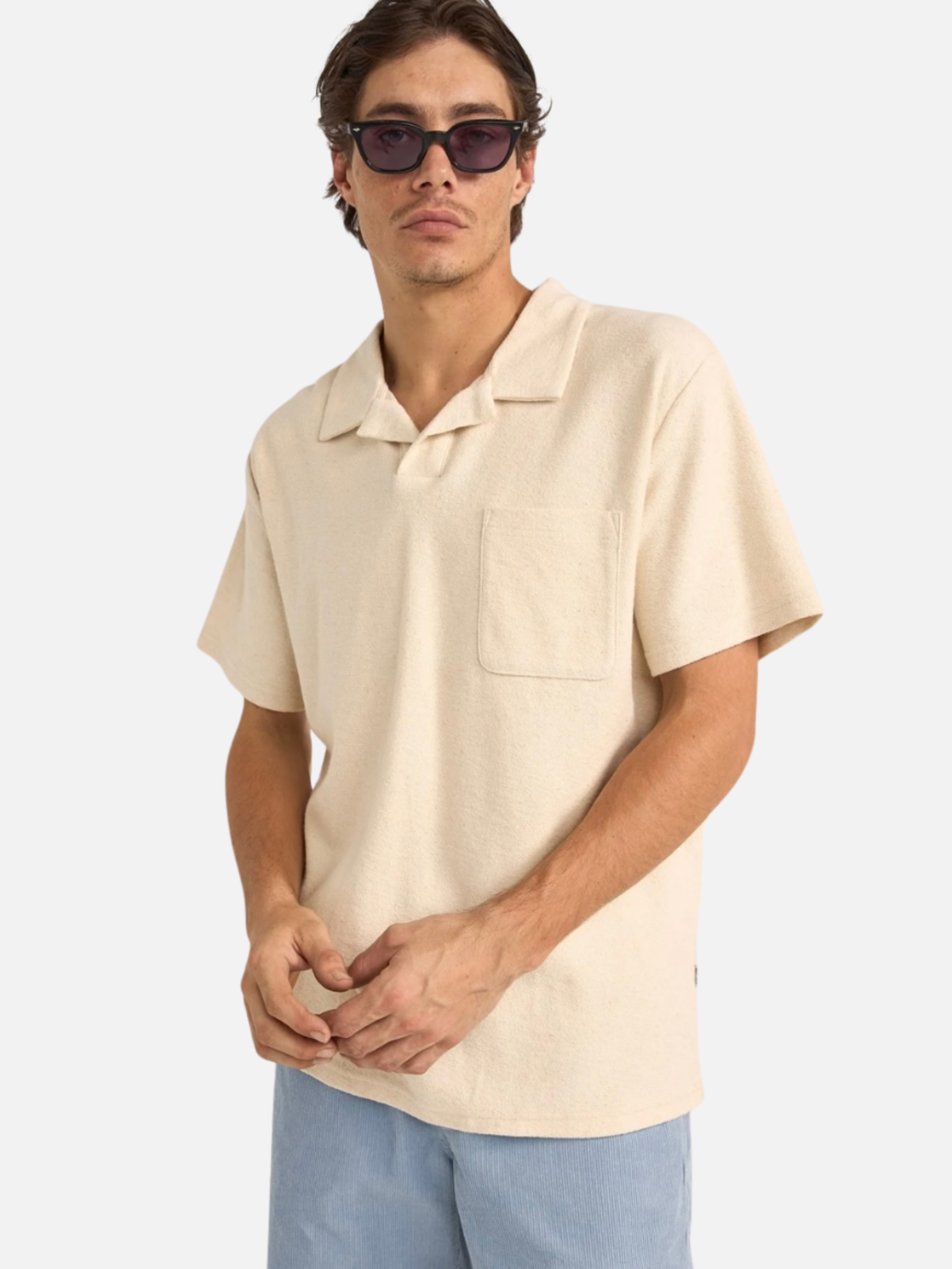 Rhythm Vintage Terry Polo Natural Off-White Cream Terrycloth Collared SS Short Sleeve Men’s Shirt Top for Men Athens GA Georgia Kempt Menswear Store Near Me