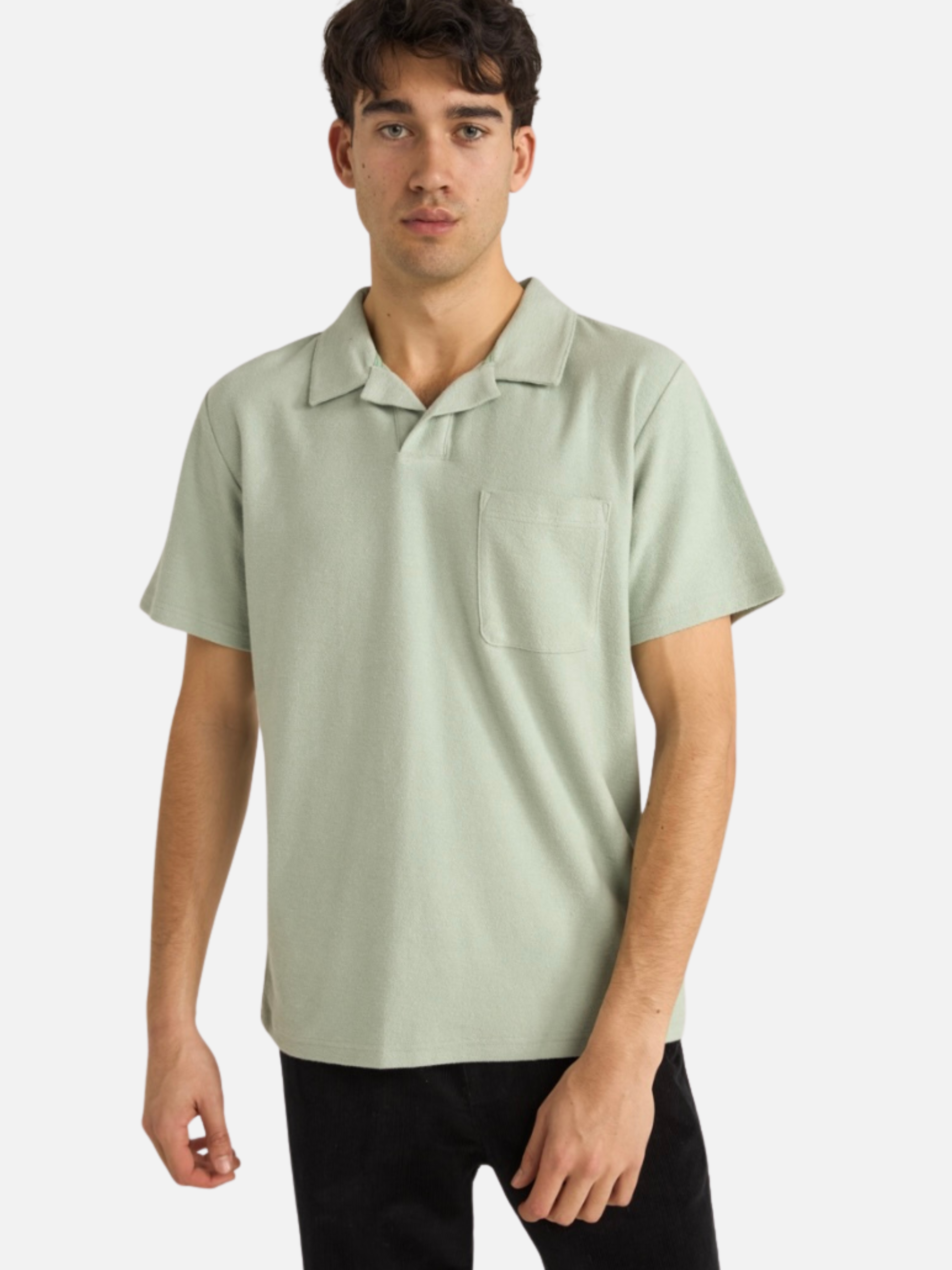 Rhythm Seafoam Green Blue Vintage Terry Polo Terrycloth Men’s Top for Men Spring Summer SS Short Sleeve Shirt Athens GA Georgia Kempt Menswear Store Near Me
