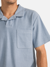 Rhythm Vintage Terry Terrycloth Polo Men’s Collared SS Short Sleeve Shirt Spring Summer Slate Blue Tops for Men Athens GA Georgia Kempt Menswear Store Near Me