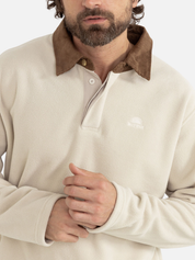 Rhythm Livin Awake Polar Fleece Polo Natural Men's LS Long Sleeve Fleece Rugby Polo Cream For Men Athens GA Georgia Kempt Menswear Store Near Me