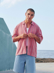 Rhythm Charlie Relaxed Shirt Red Spring Summer Men's Casual Collared Button Up Shirt For Men Athens GA Georgia Kempt Menswear Store Near Me