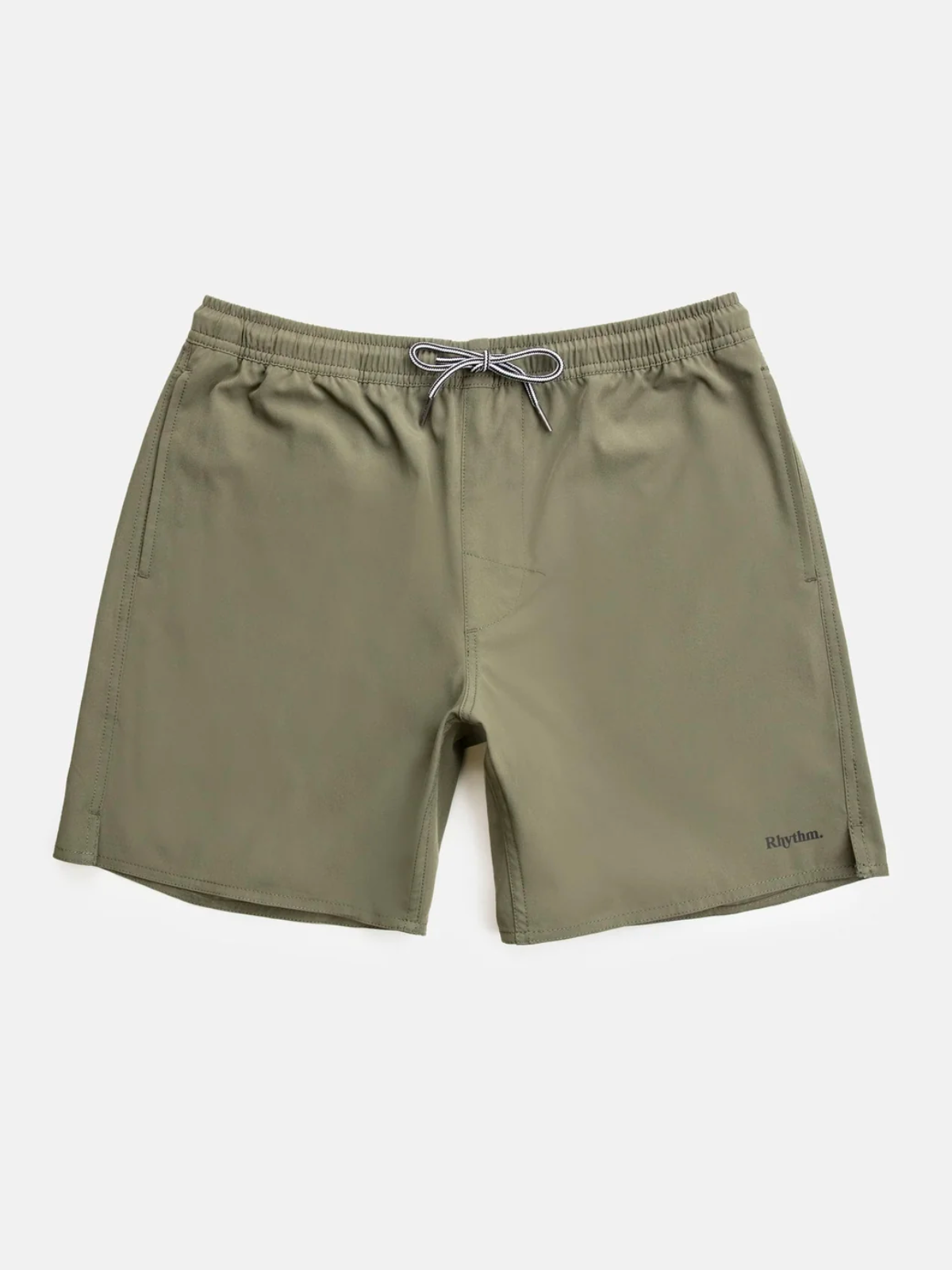 rhythm classic beach short olive green drawstring elastic waistband spandex polyester blend swim trunk kempt athens ga georgia men's clothing store
