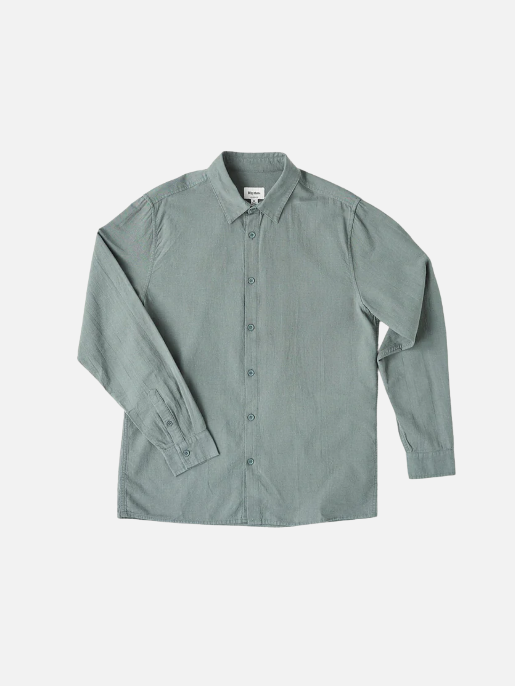 Rhythm Classic Linen LS Long Sleeve Shirt Silver Pine Green Men's Collared Linen Button Up For Men Athens GA Georgia Kempt Menswear Store Near Me