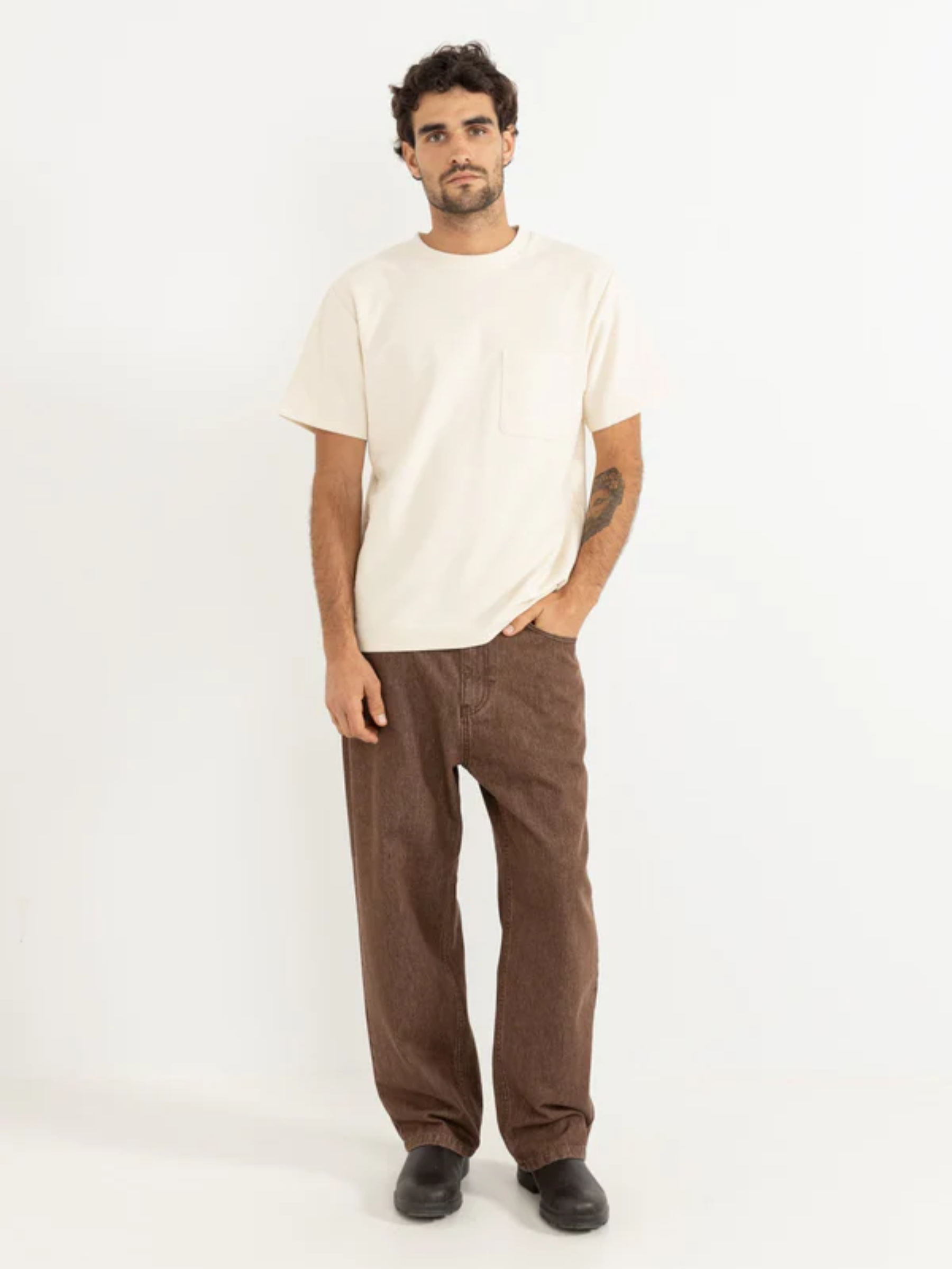 Rhythm Essential Jean Washed Brown Men's Straight Leg Relaxed Fit Denim Jean For Men Athens GA Georgia Kempt Menswear Store Near Me