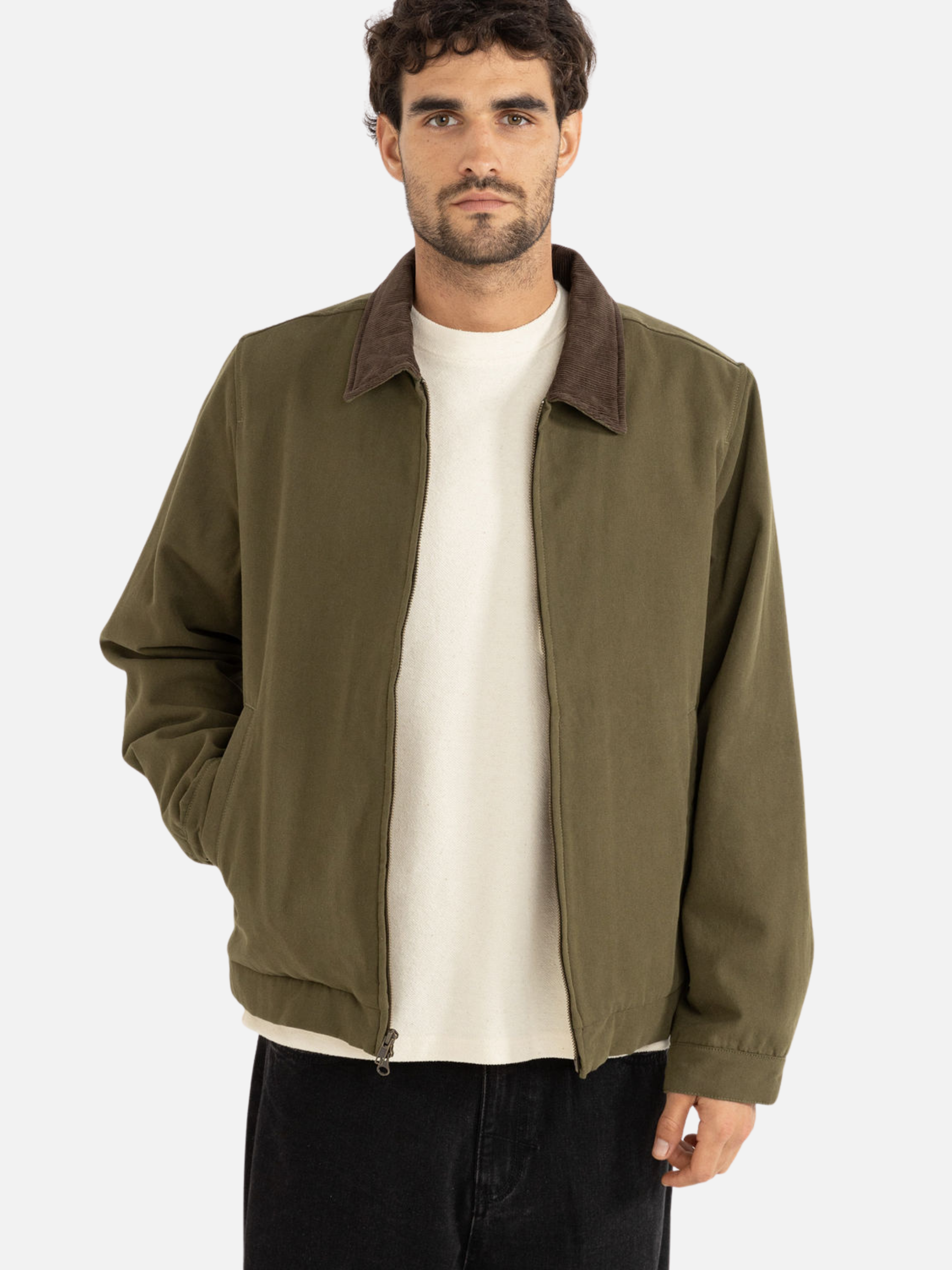 Rhythm James Jacket Olive Collared LS Long Sleeve Men’s Outerwear Top for Fall Winter Athens GA Georgia Kempt Menswear Store Near Me