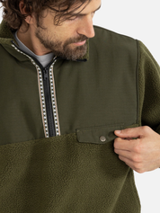 Rhythm Livin Pfeiffer Sherpa Fleece  Pullover Olive Green Men's LS Long Sleeve Half-Zip For Men Athens GA Georgia Kempt Menswear Store Near Me